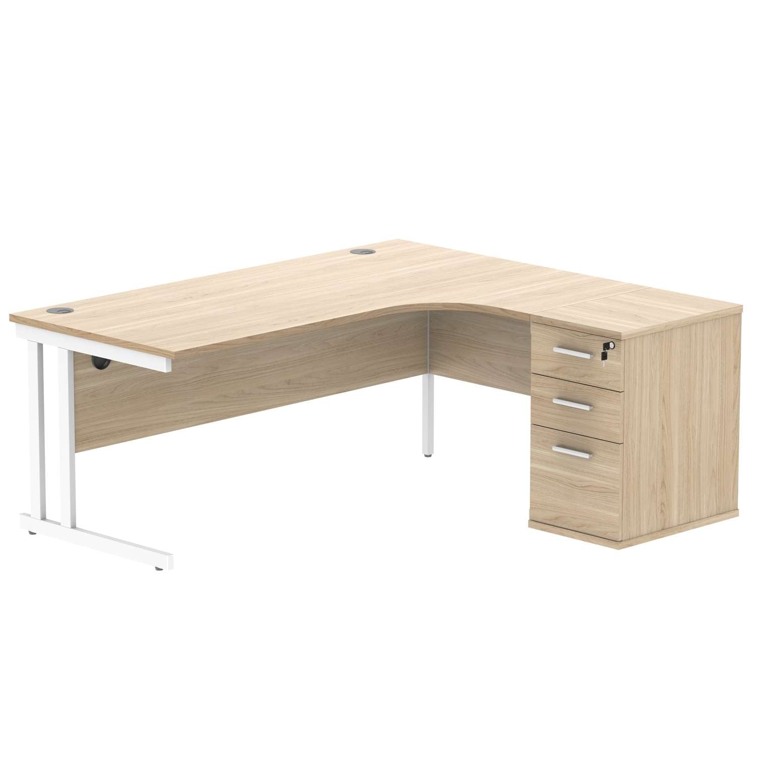 Double Upright Right Hand Radial Desk + Desk High Pedestal (FSC)