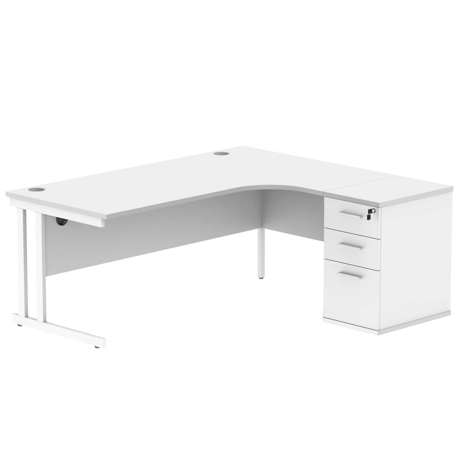 Double Upright Right Hand Radial Desk + Desk High Pedestal (FSC)