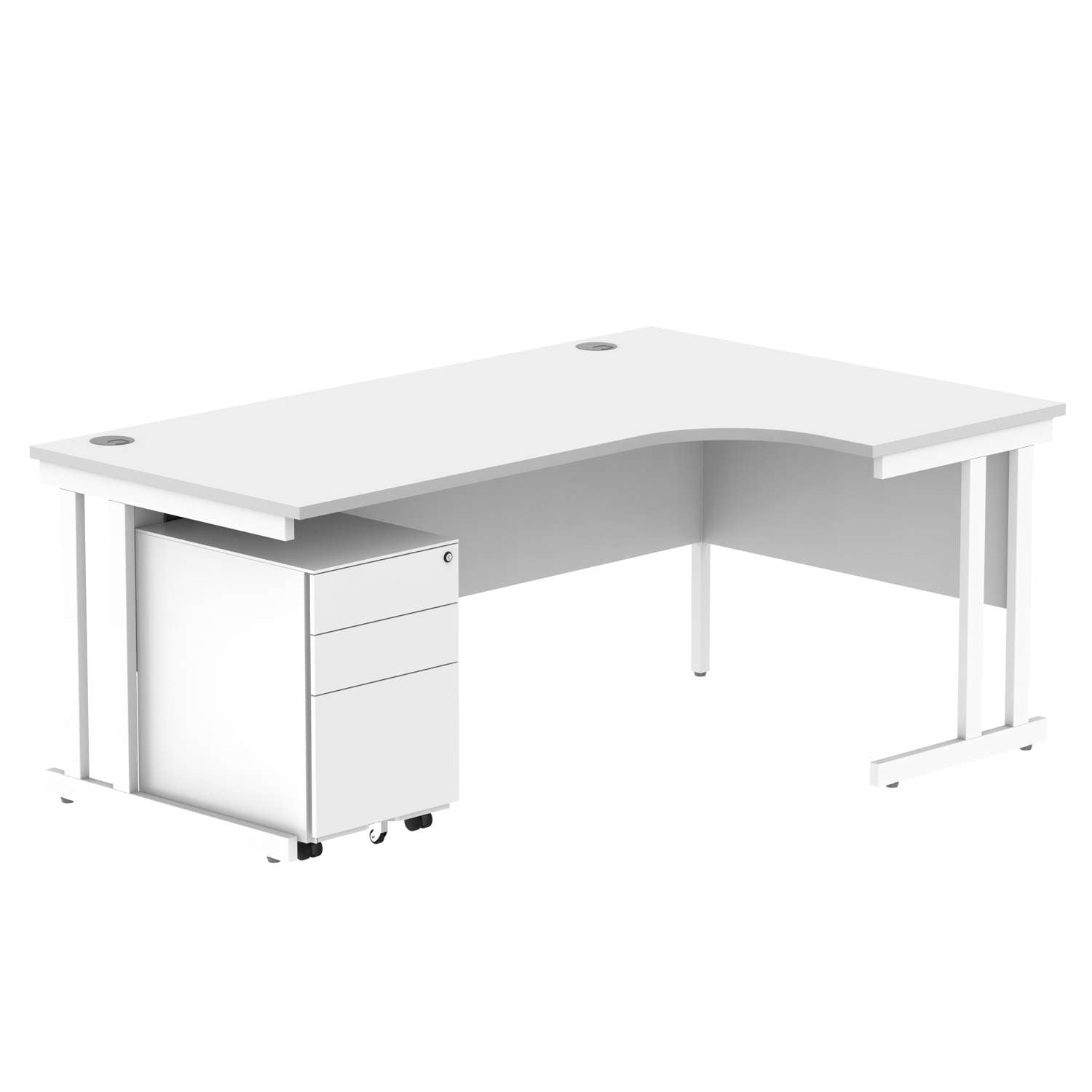 Double Upright Right Hand Radial Desk + Under Desk Steel Pedestal 3 Drawers (FSC)