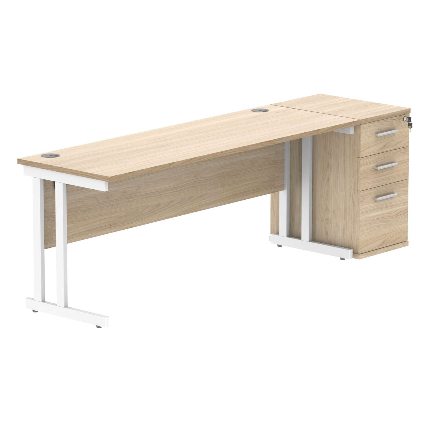 Double Upright Rectangular Desk + Desk High Pedestal (FSC)