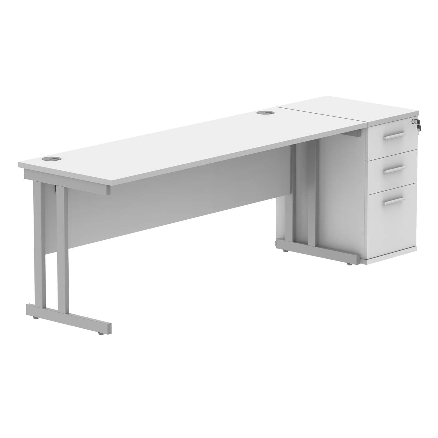 Double Upright Rectangular Desk + Desk High Pedestal (FSC)