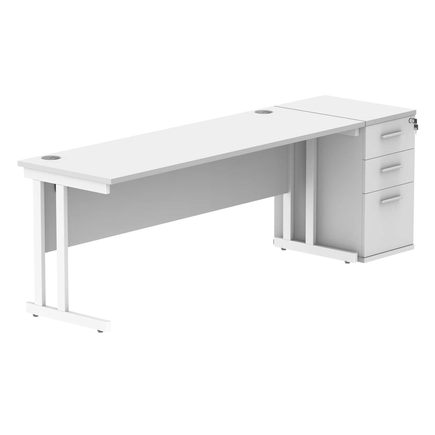 Double Upright Rectangular Desk + Desk High Pedestal (FSC)