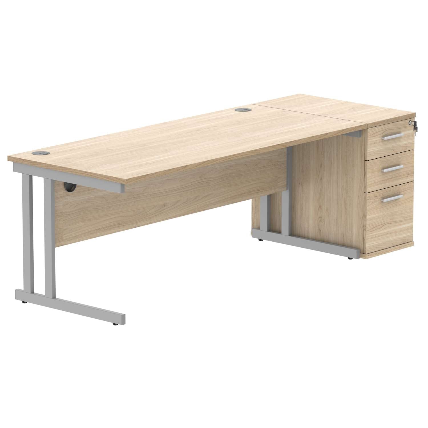 Double Upright Rectangular Desk + Desk High Pedestal (FSC)