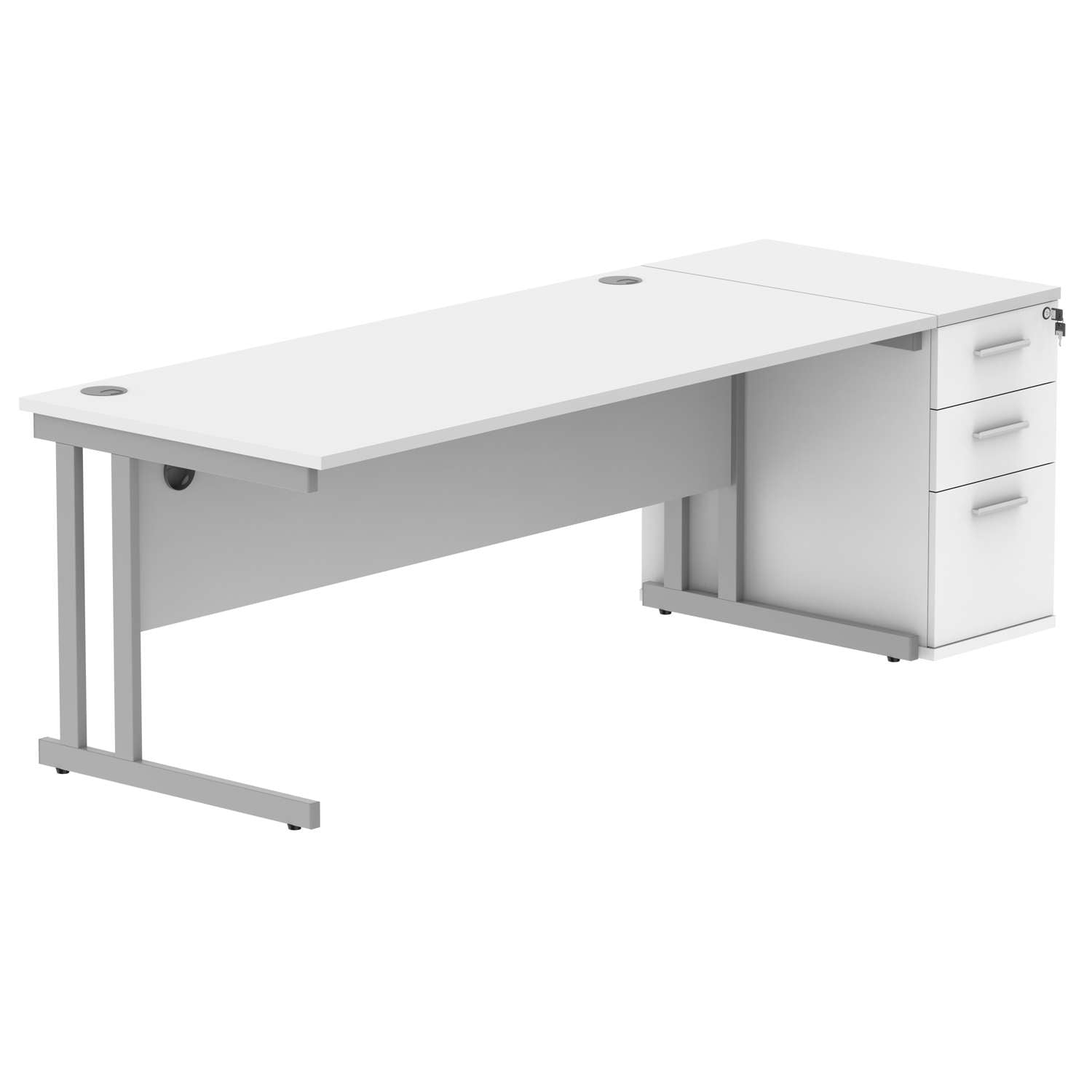 Double Upright Rectangular Desk + Desk High Pedestal (FSC)