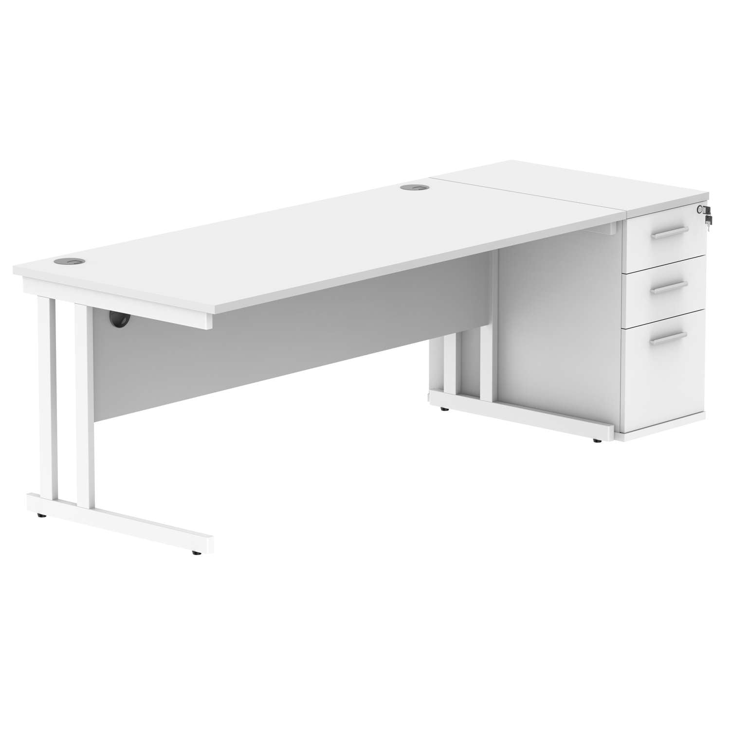 Double Upright Rectangular Desk + Desk High Pedestal (FSC)