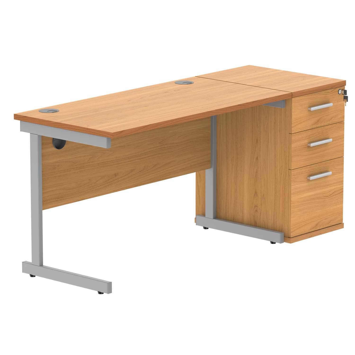 Single Upright Rectangular Desk + Desk High Pedestal (FSC)