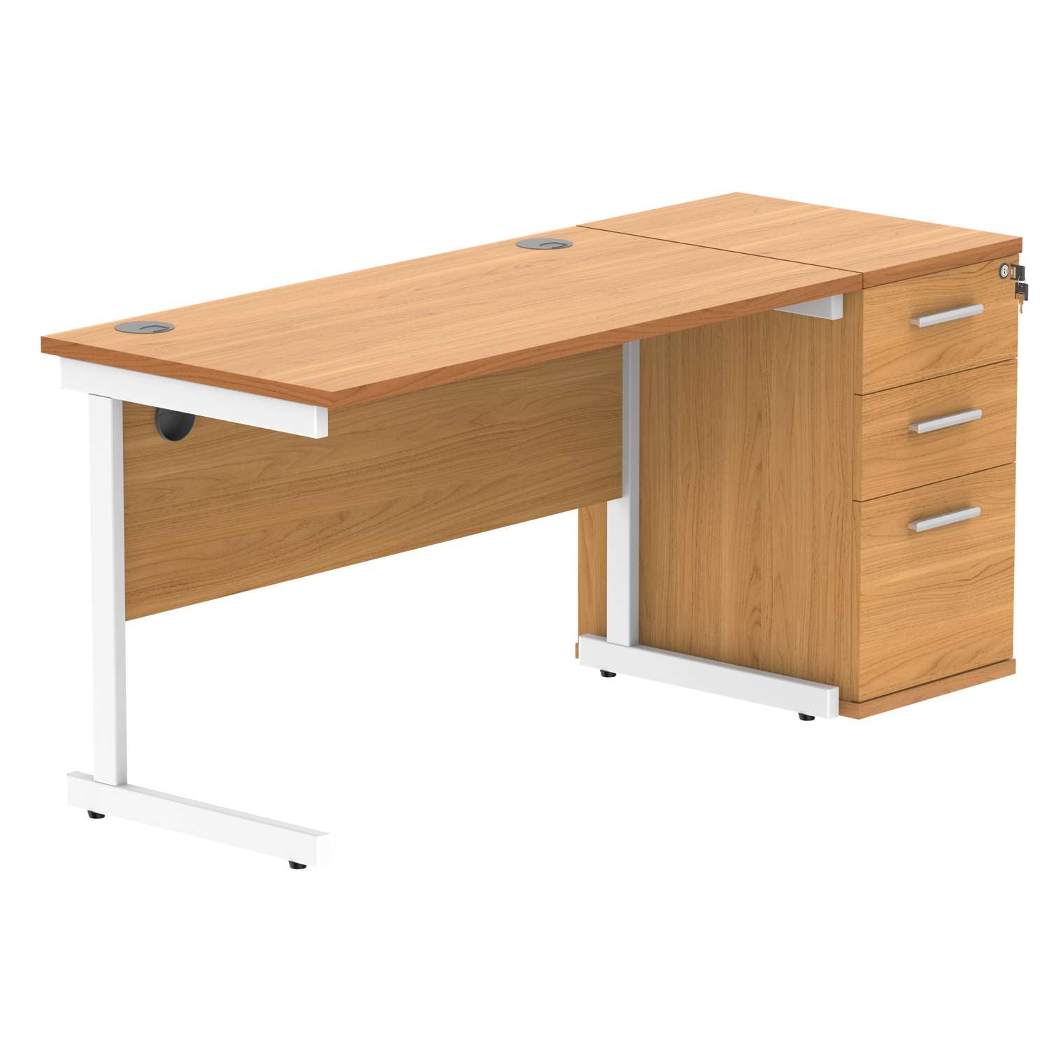 Single Upright Rectangular Desk + Desk High Pedestal (FSC)