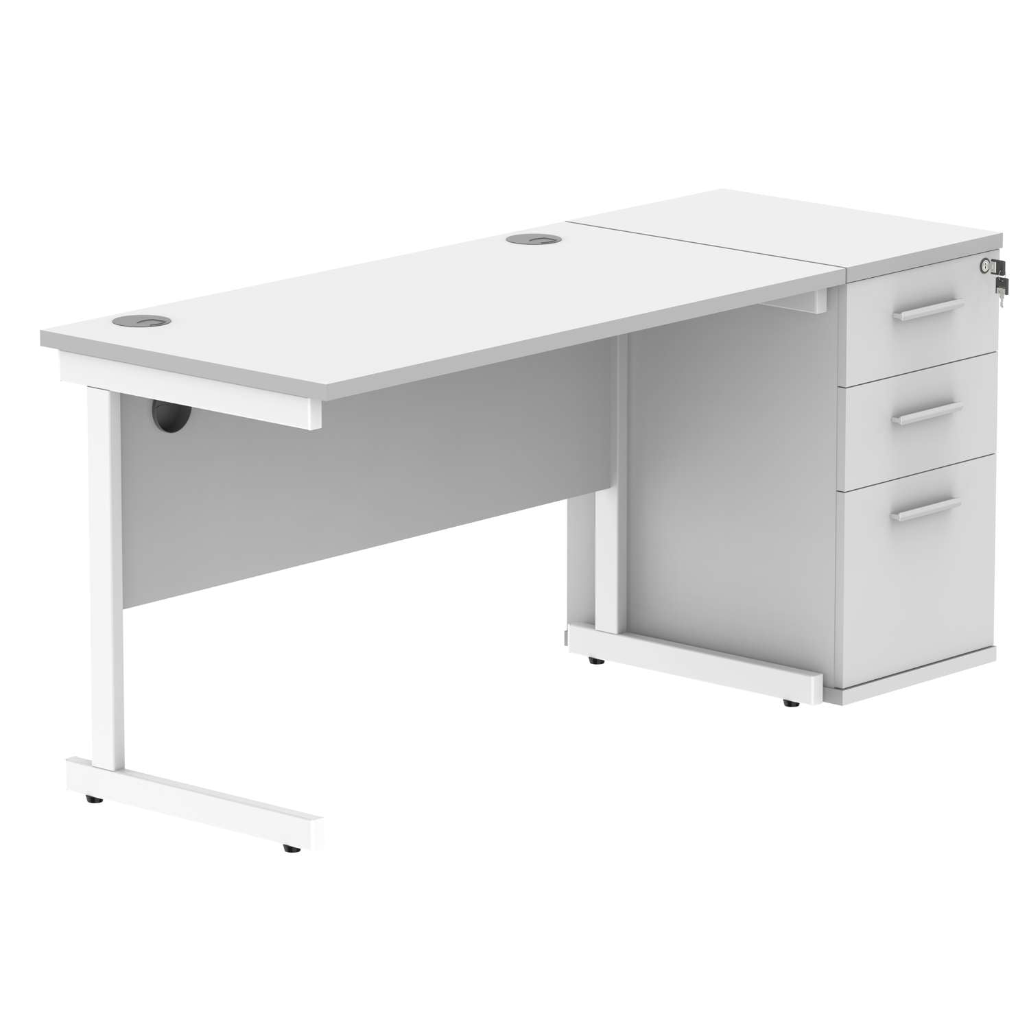 Single Upright Rectangular Desk + Desk High Pedestal (FSC)