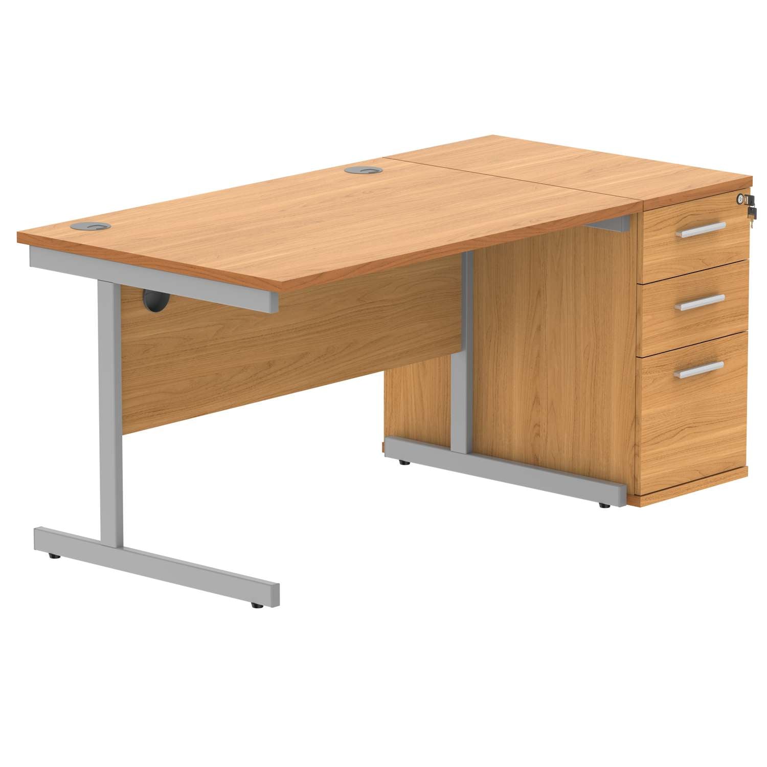 Single Upright Rectangular Desk + Desk High Pedestal (FSC)