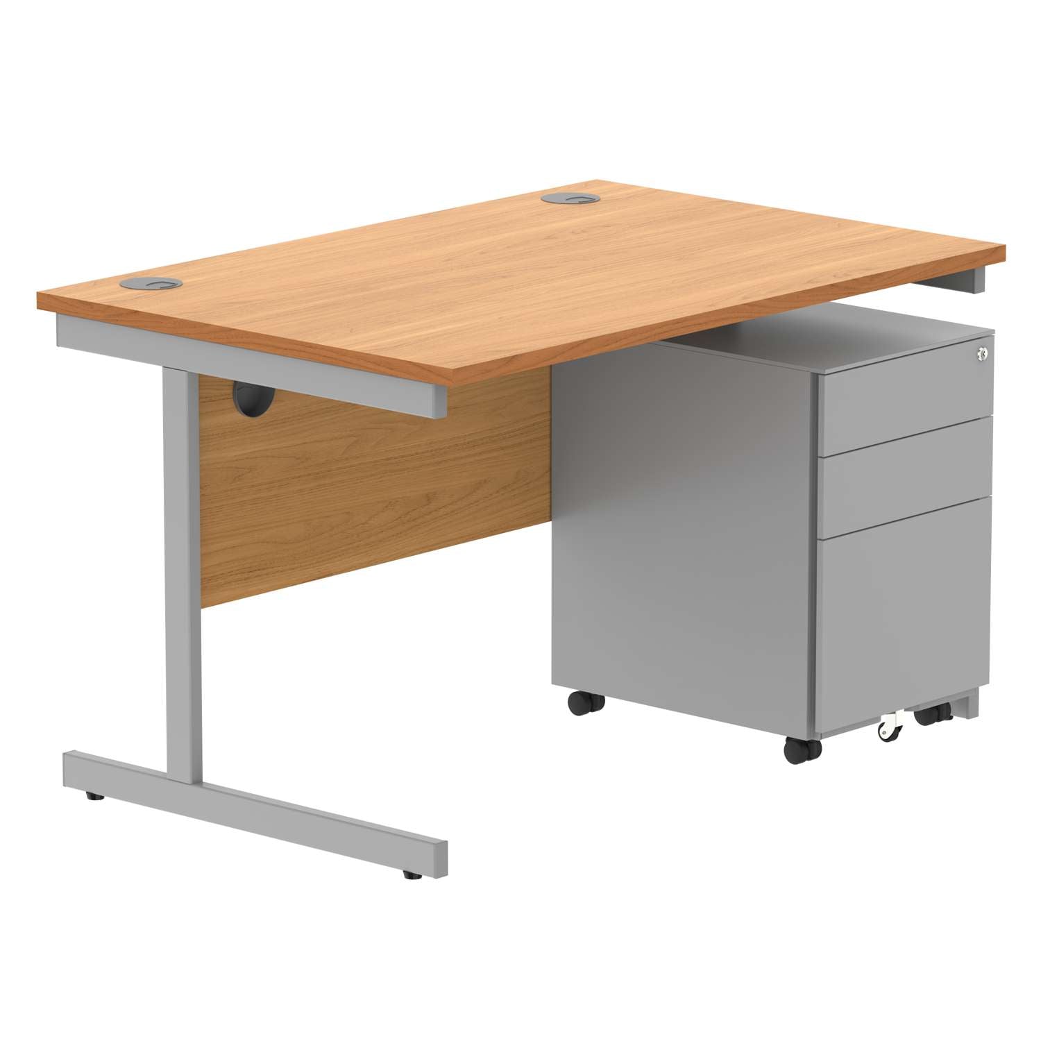 CORE Single Upright Rectangular Desk + Under Desk Steel Pedestal 3 Drawers (FSC)