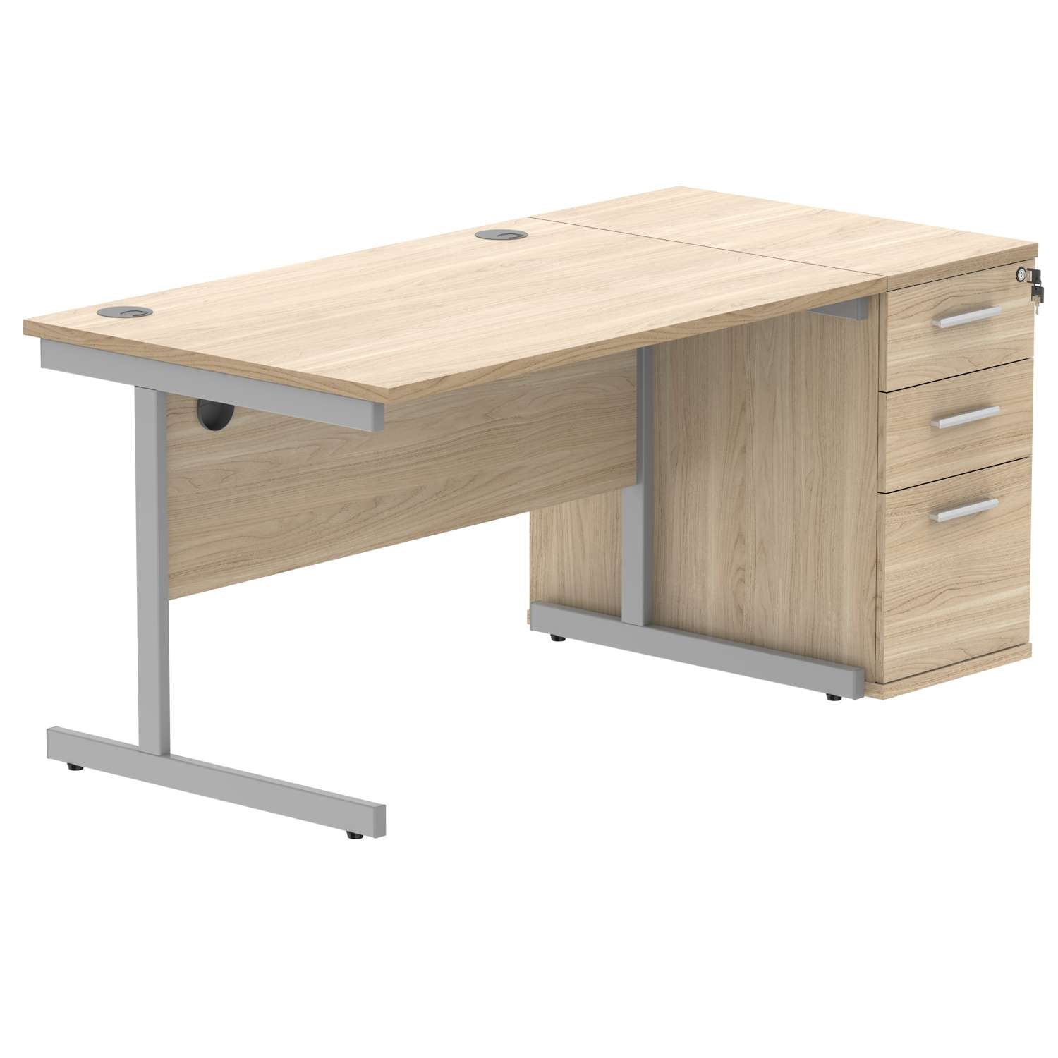 Single Upright Rectangular Desk + Desk High Pedestal (FSC)