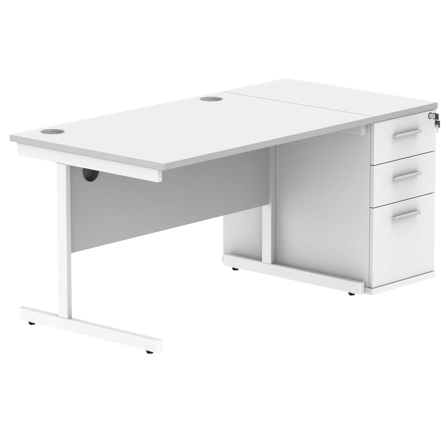 Single Upright Rectangular Desk + Desk High Pedestal (FSC)