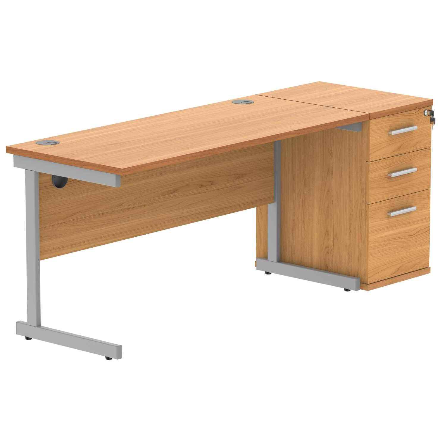 Single Upright Rectangular Desk + Desk High Pedestal (FSC)