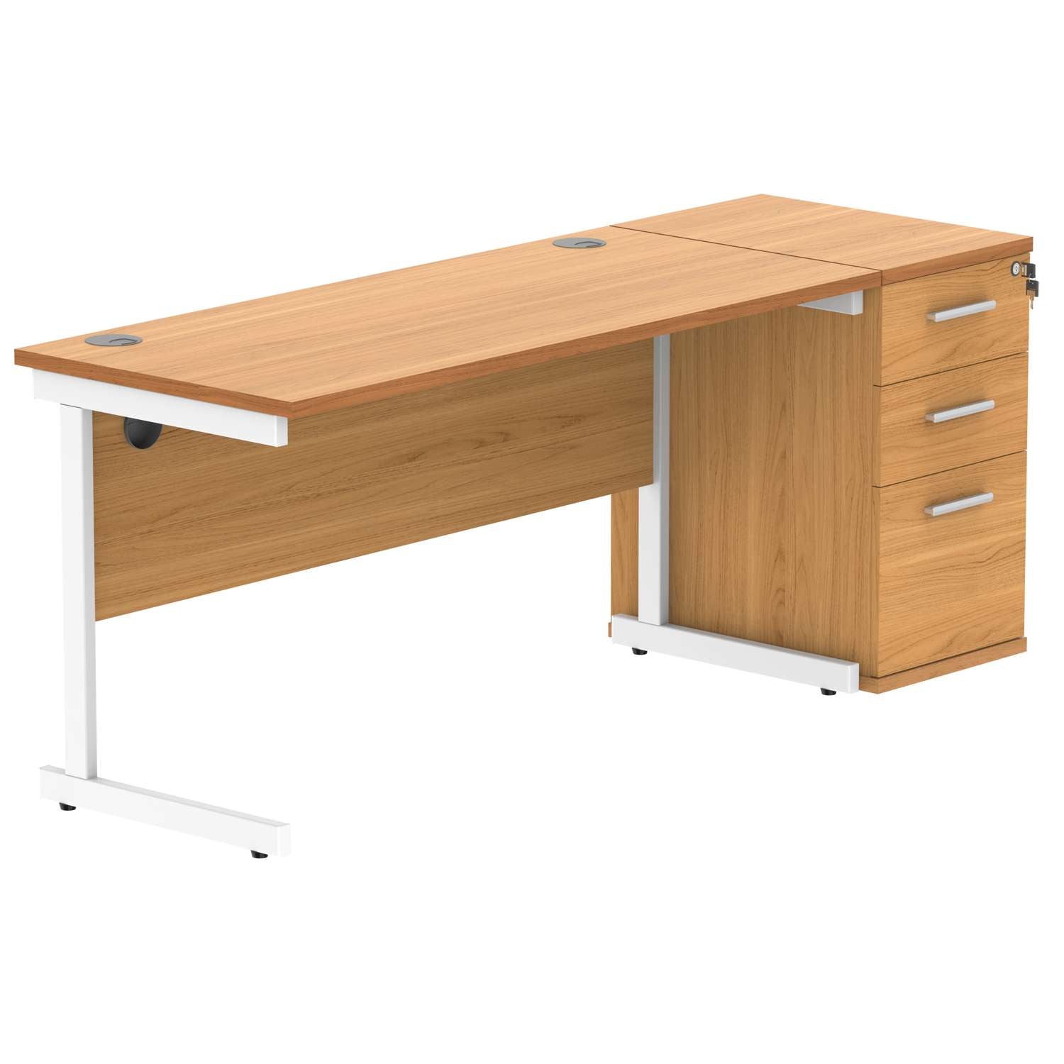 Single Upright Rectangular Desk + Desk High Pedestal (FSC)