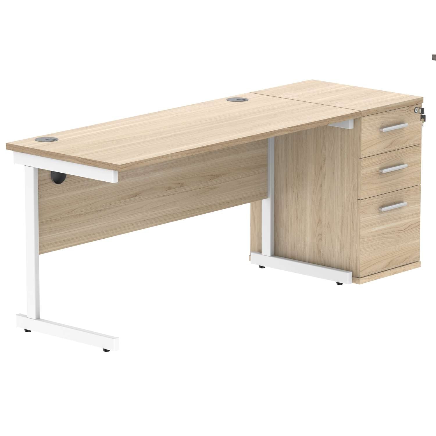 Single Upright Rectangular Desk + Desk High Pedestal (FSC)