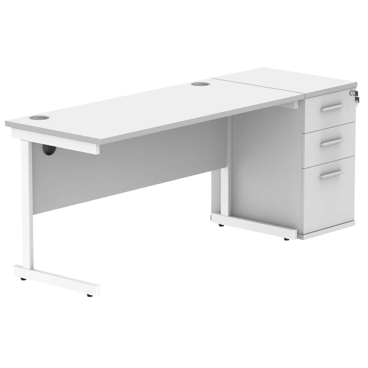 Single Upright Rectangular Desk + Desk High Pedestal (FSC)