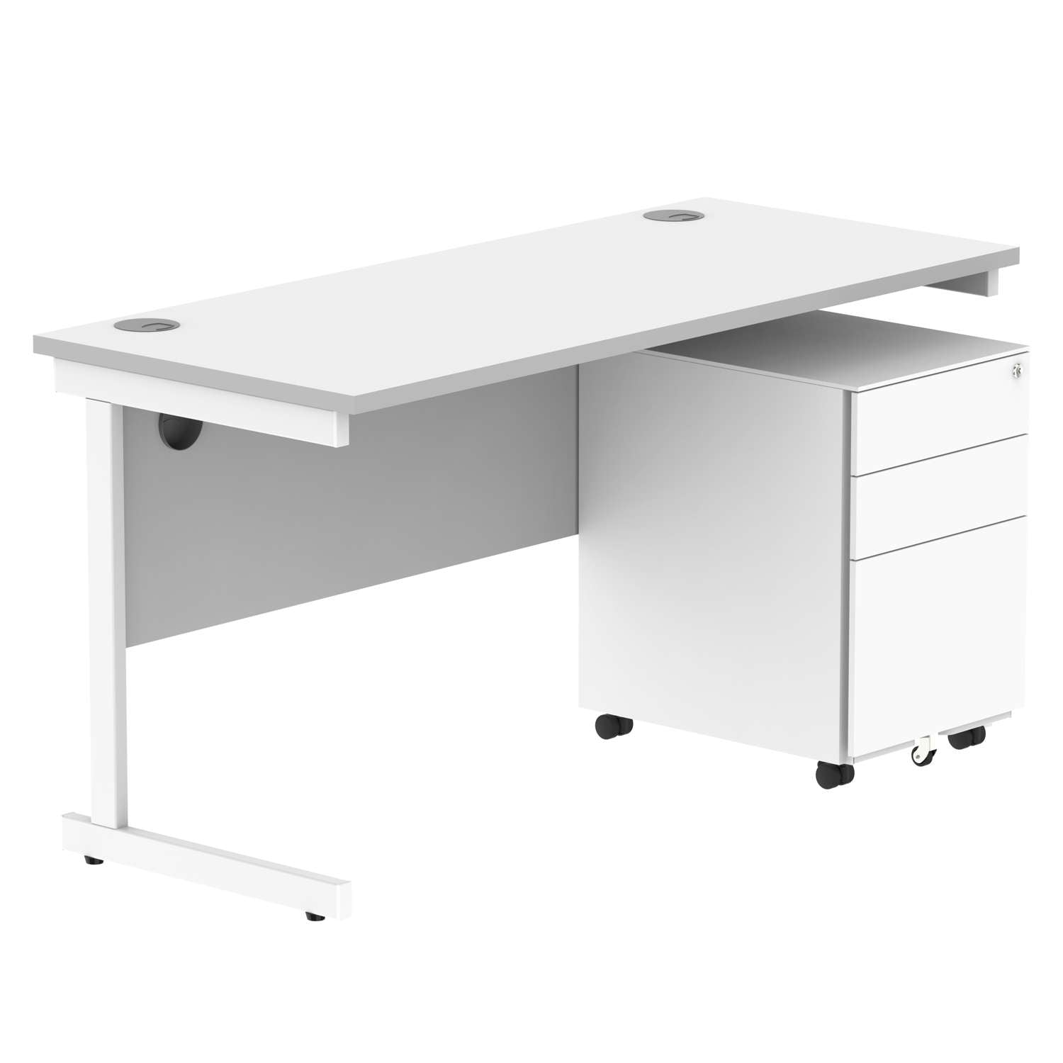 CORE Single Upright Rectangular Desk + Under Desk Steel Pedestal 3 Drawers (FSC)