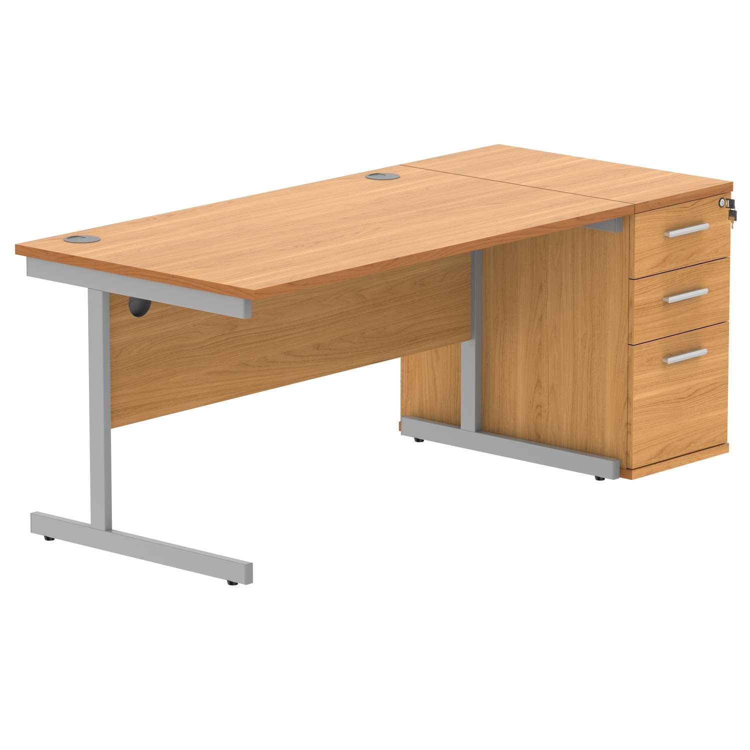 Single Upright Rectangular Desk + Desk High Pedestal (FSC)