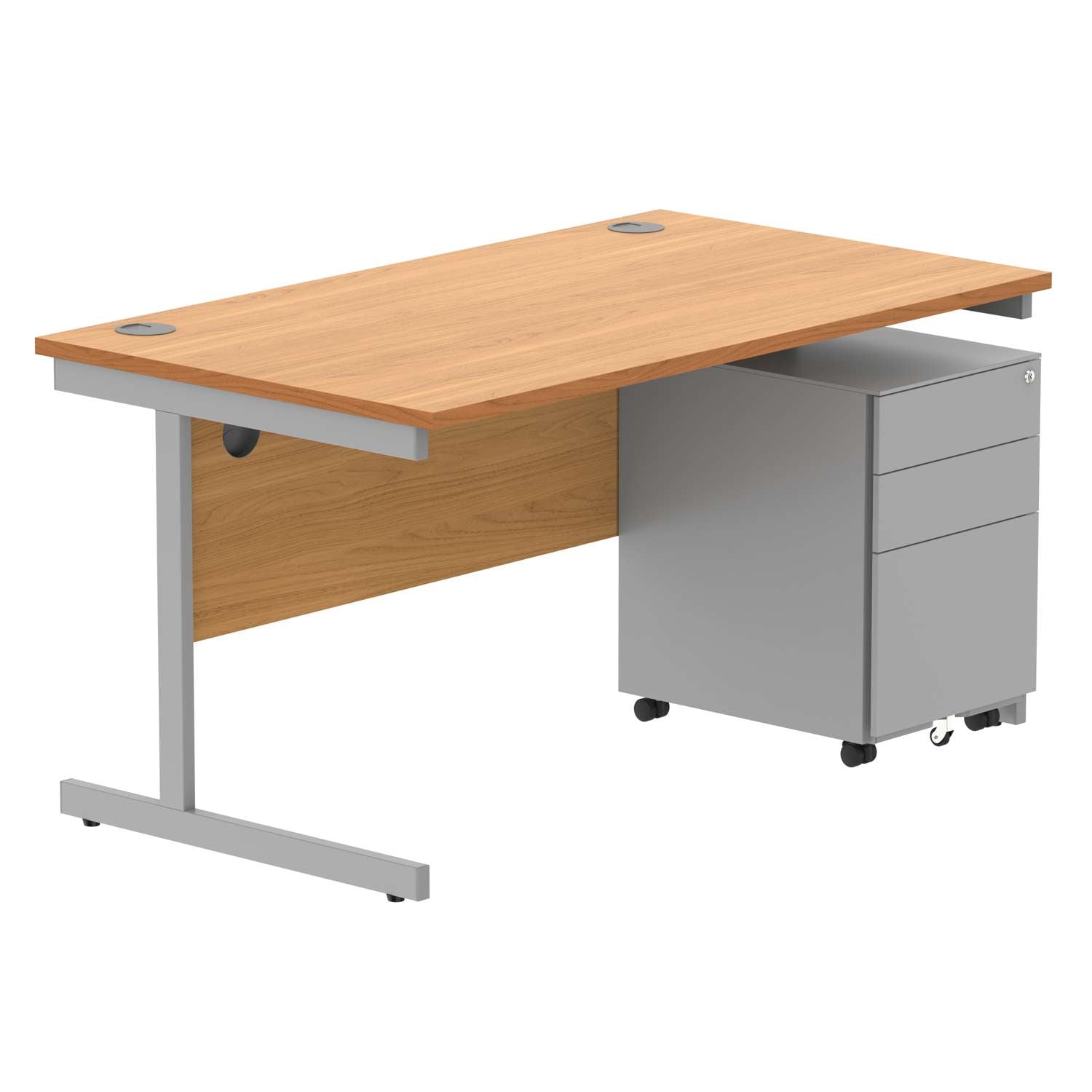 CORE Single Upright Rectangular Desk + Under Desk Steel Pedestal 3 Drawers (FSC)