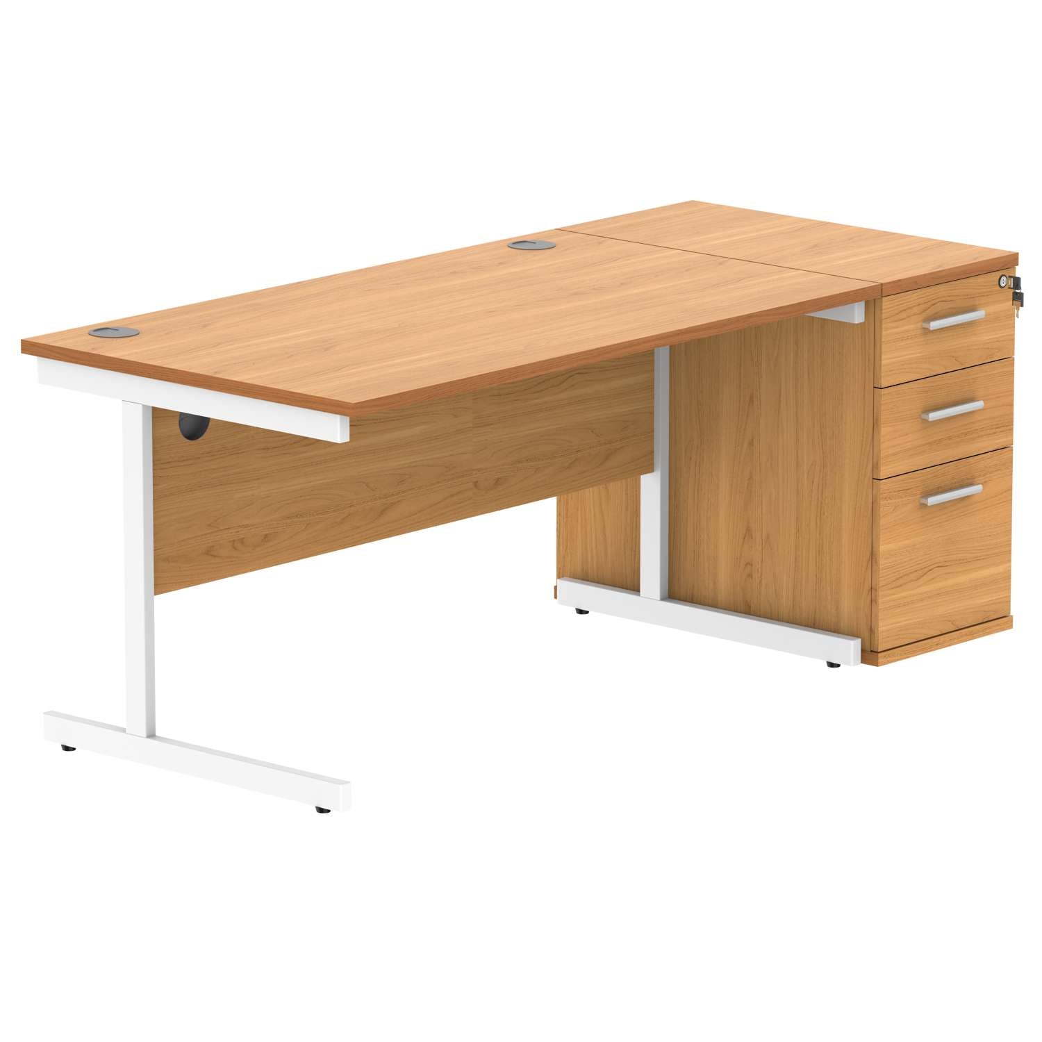 Single Upright Rectangular Desk + Desk High Pedestal (FSC)