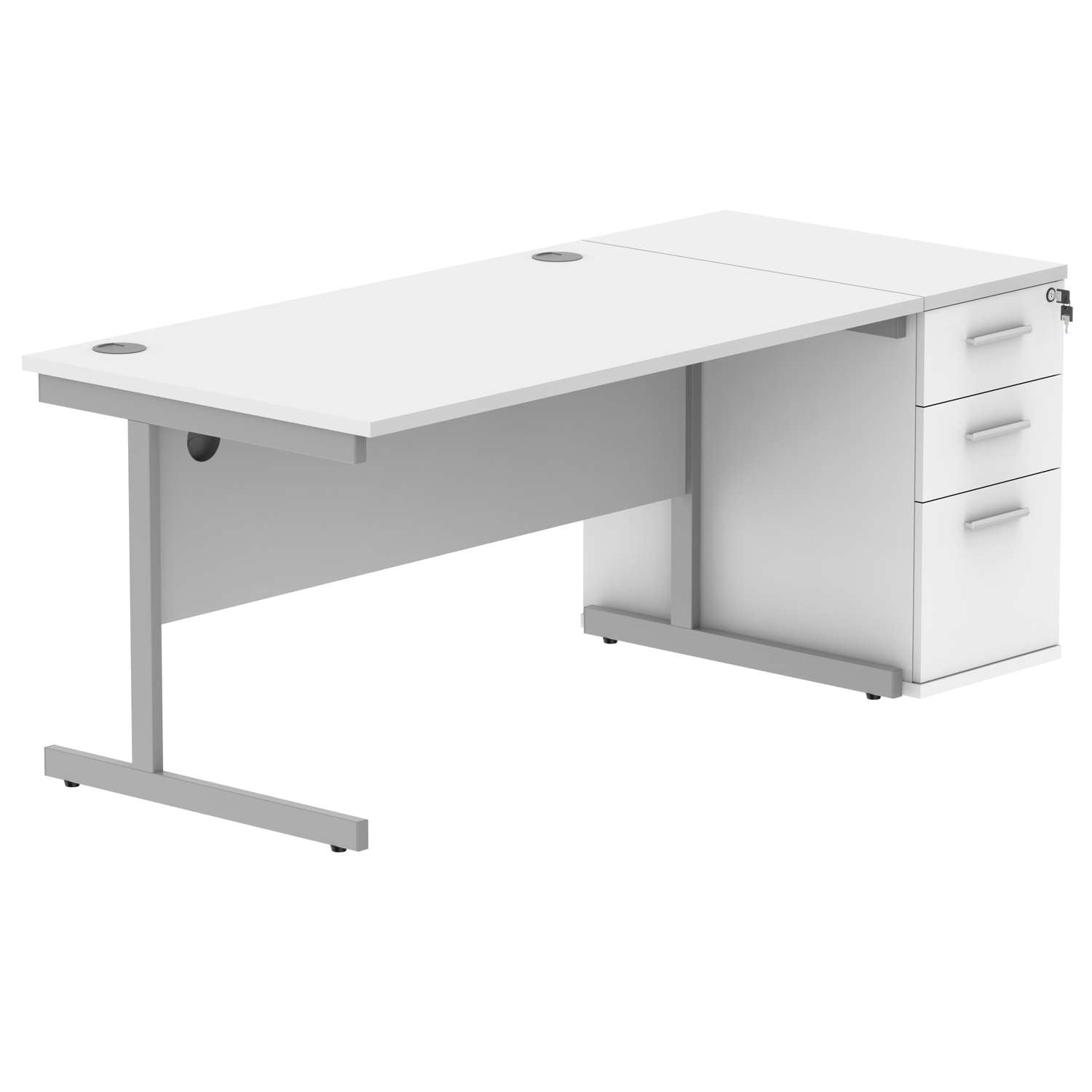 Single Upright Rectangular Desk + Desk High Pedestal (FSC)