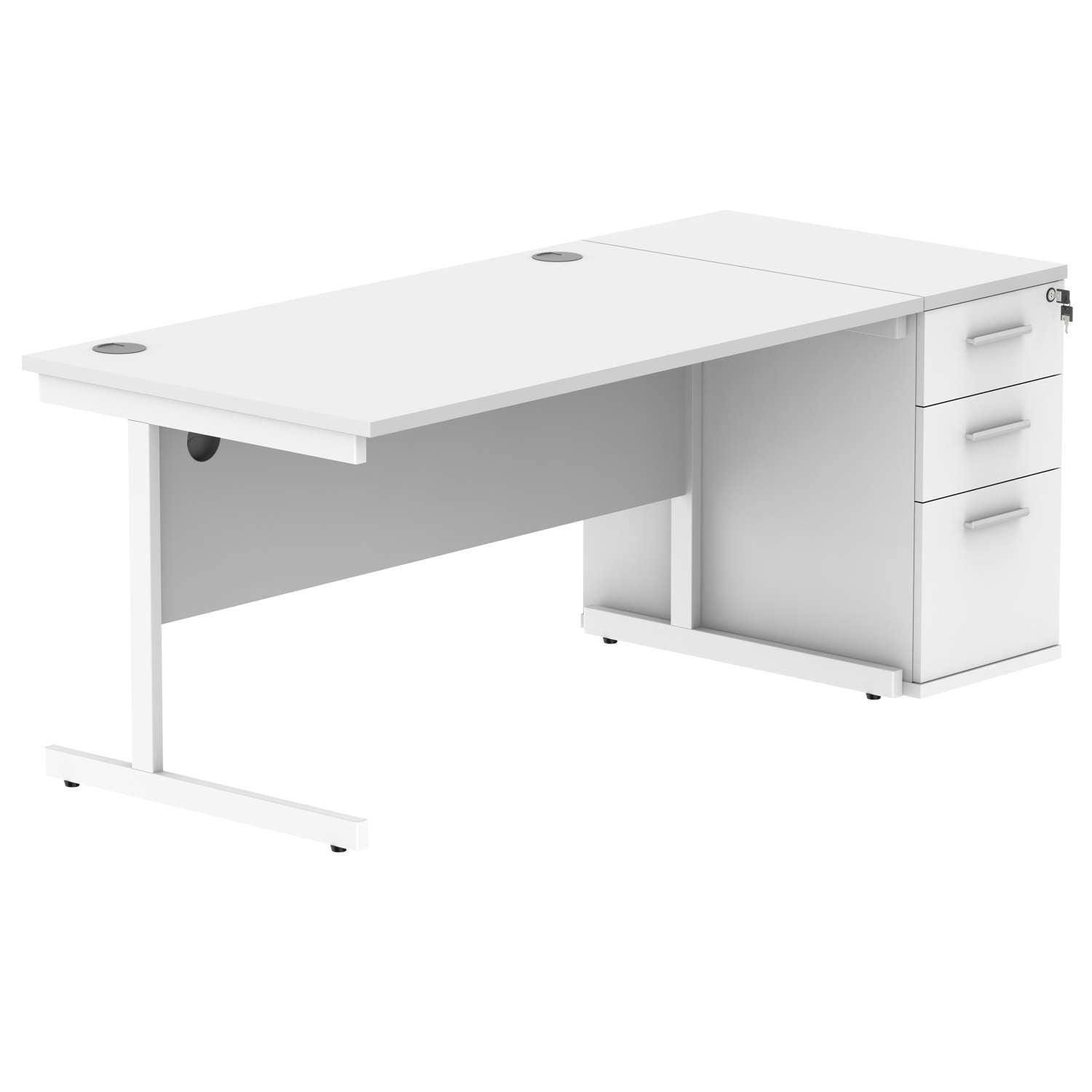 Single Upright Rectangular Desk + Desk High Pedestal (FSC)