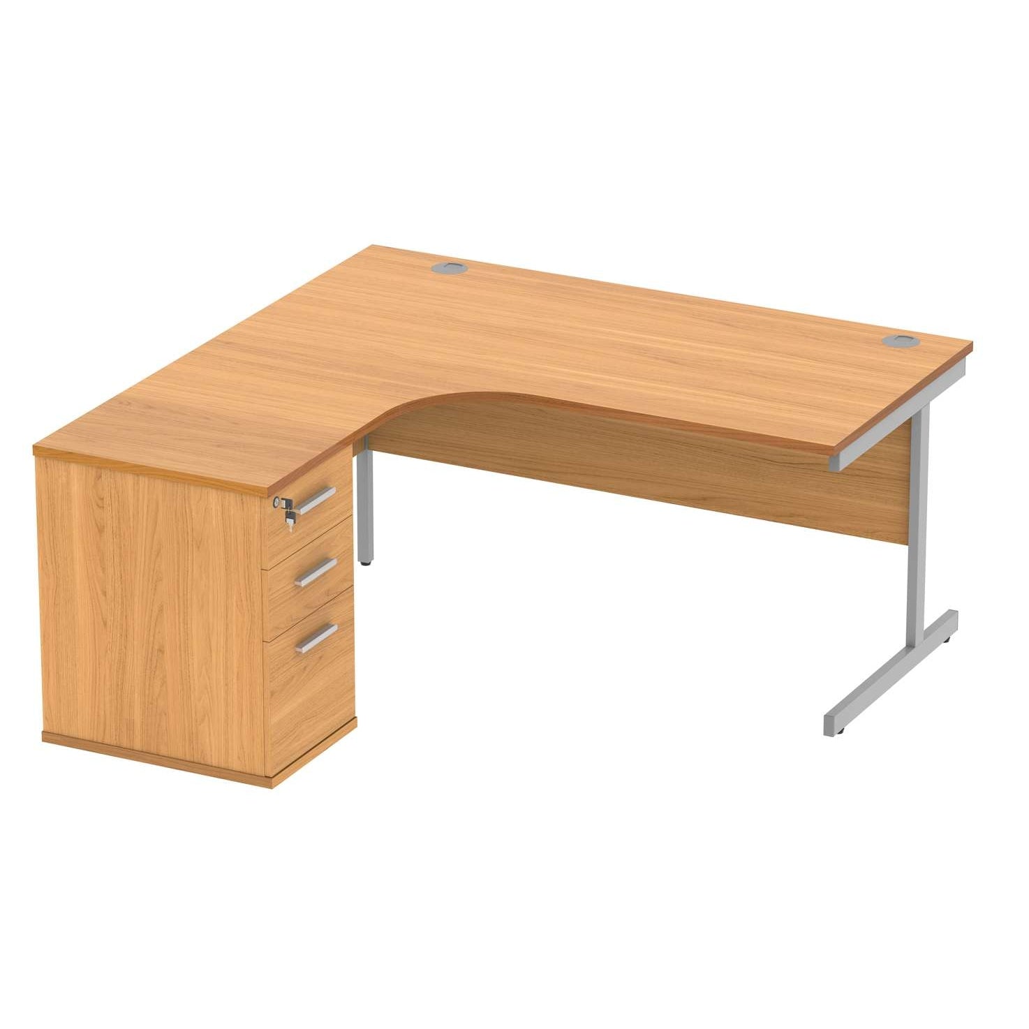 Single Upright Left Hand Radial Desk + Desk High Pedestal (FSC)