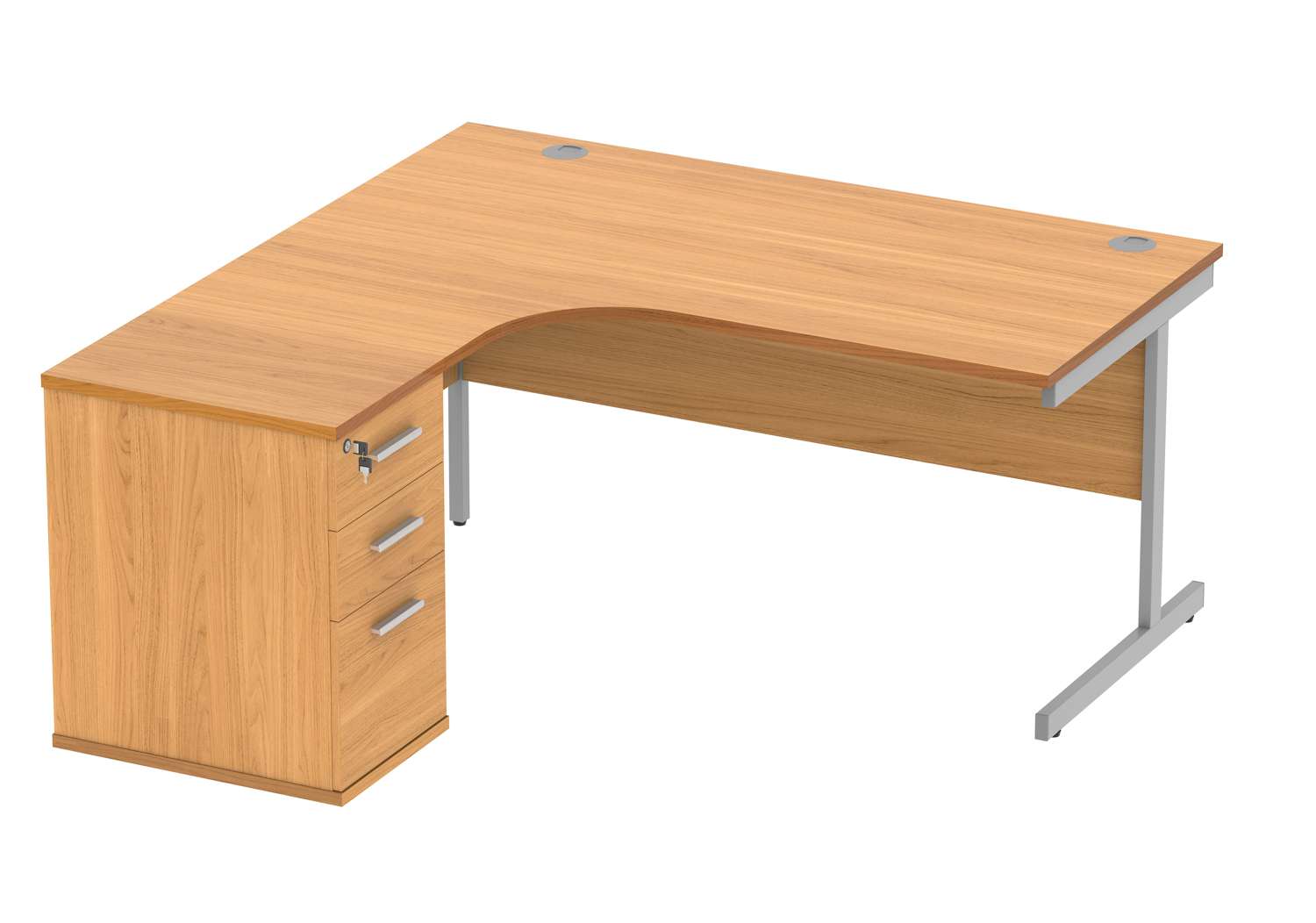 Single Upright Left Hand Radial Desk + Desk High Pedestal (FSC)