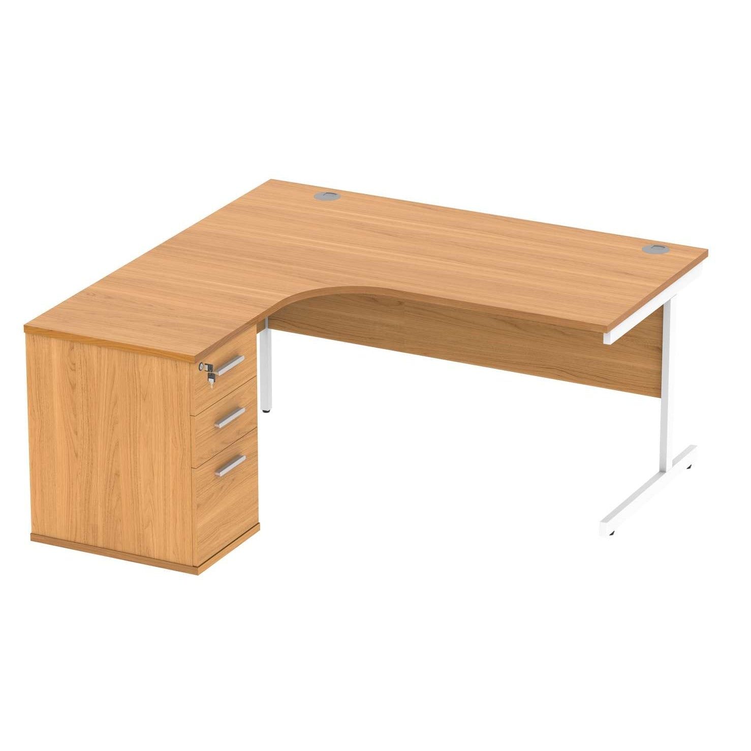 Single Upright Left Hand Radial Desk + Desk High Pedestal (FSC)