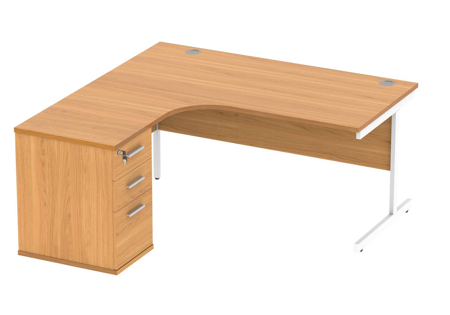 Single Upright Left Hand Radial Desk + Desk High Pedestal (FSC)