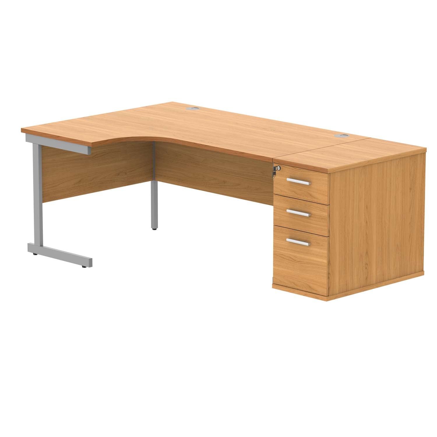 Single Upright Left Hand Radial Desk + Desk High Pedestal (FSC)