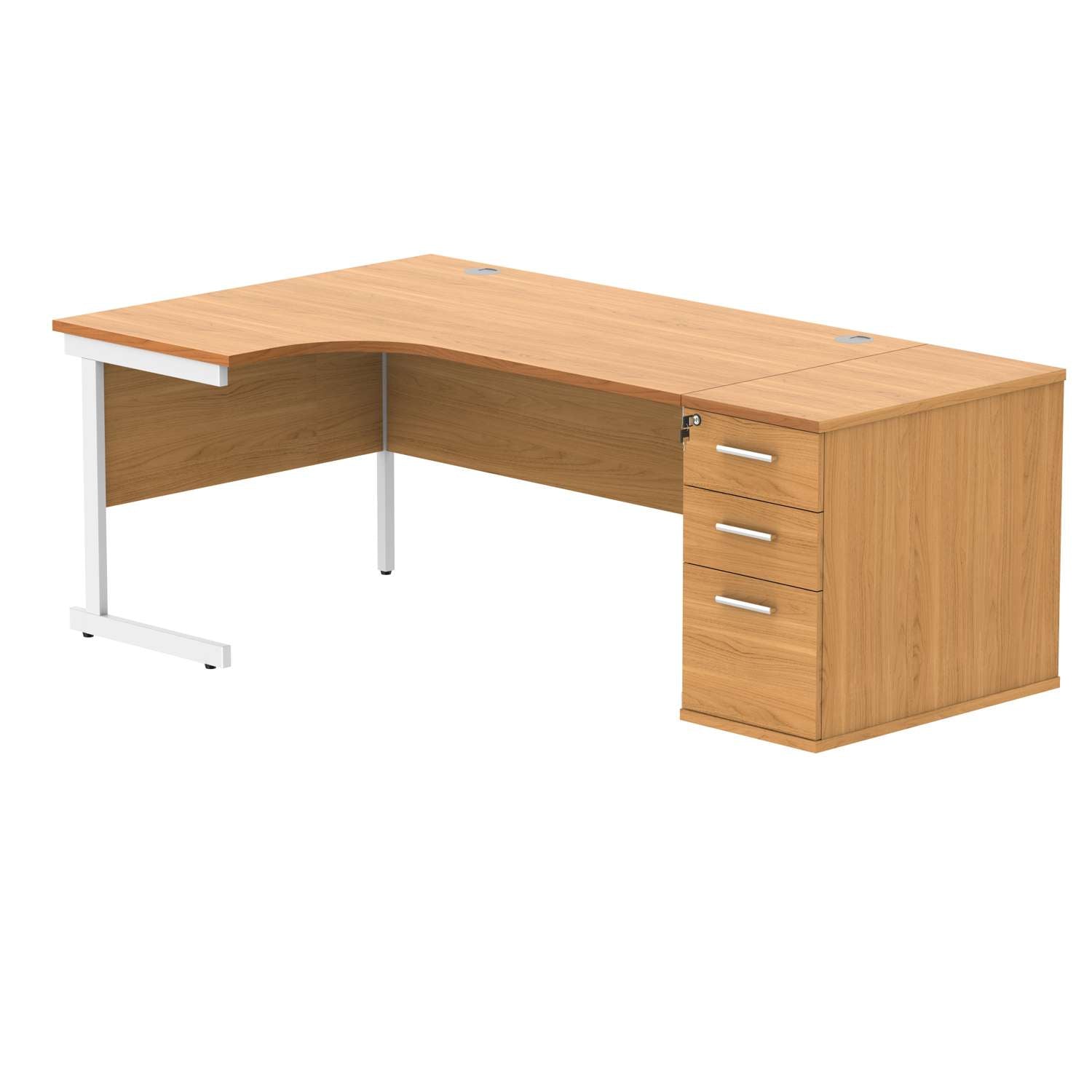 Single Upright Left Hand Radial Desk + Desk High Pedestal (FSC)