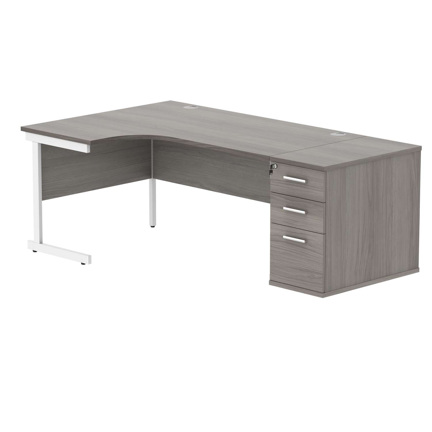 Single Upright Left Hand Radial Desk + Desk High Pedestal (FSC)