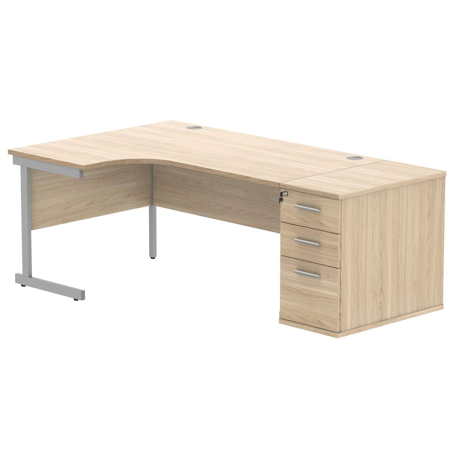 Single Upright Left Hand Radial Desk + Desk High Pedestal (FSC)