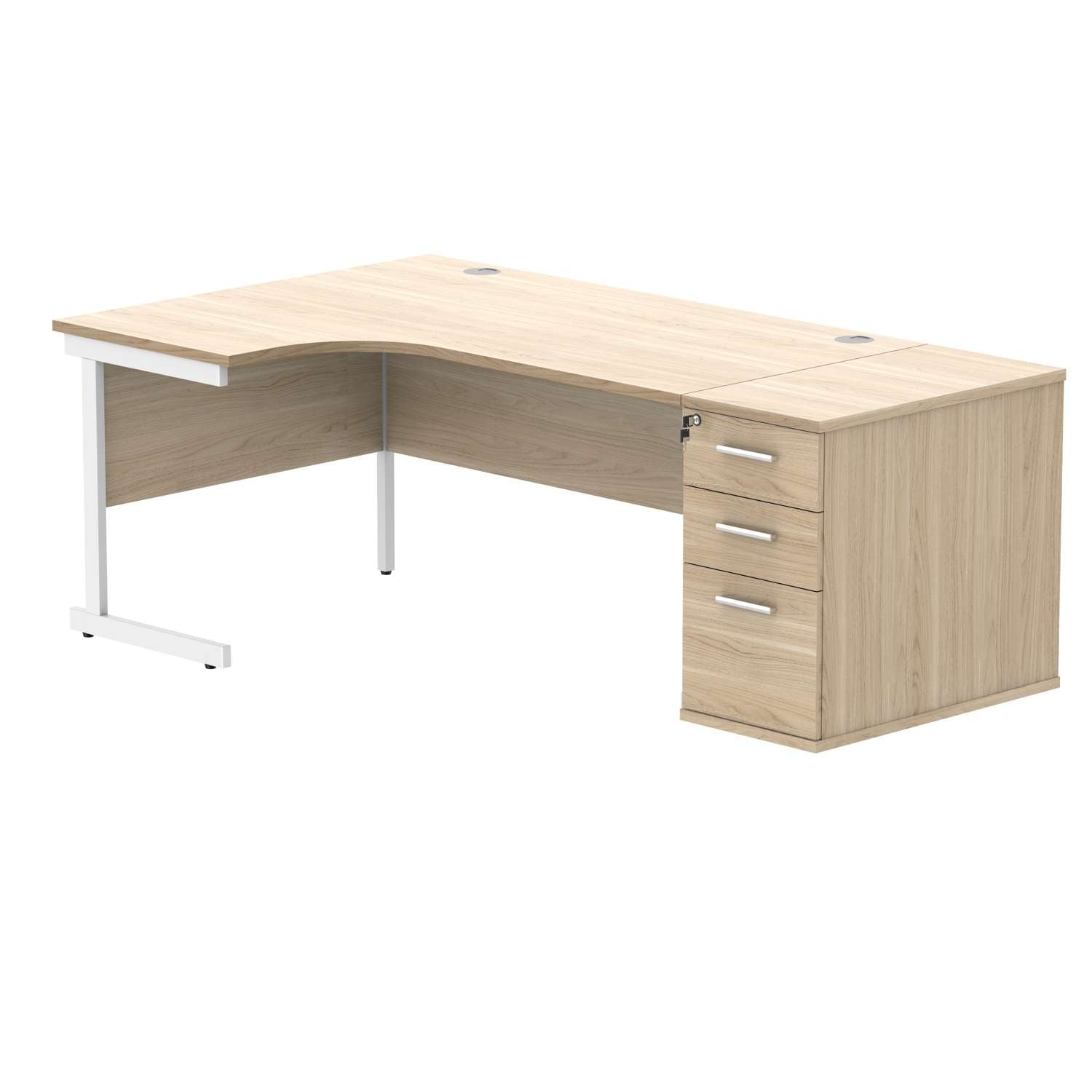 Single Upright Left Hand Radial Desk + Desk High Pedestal (FSC)