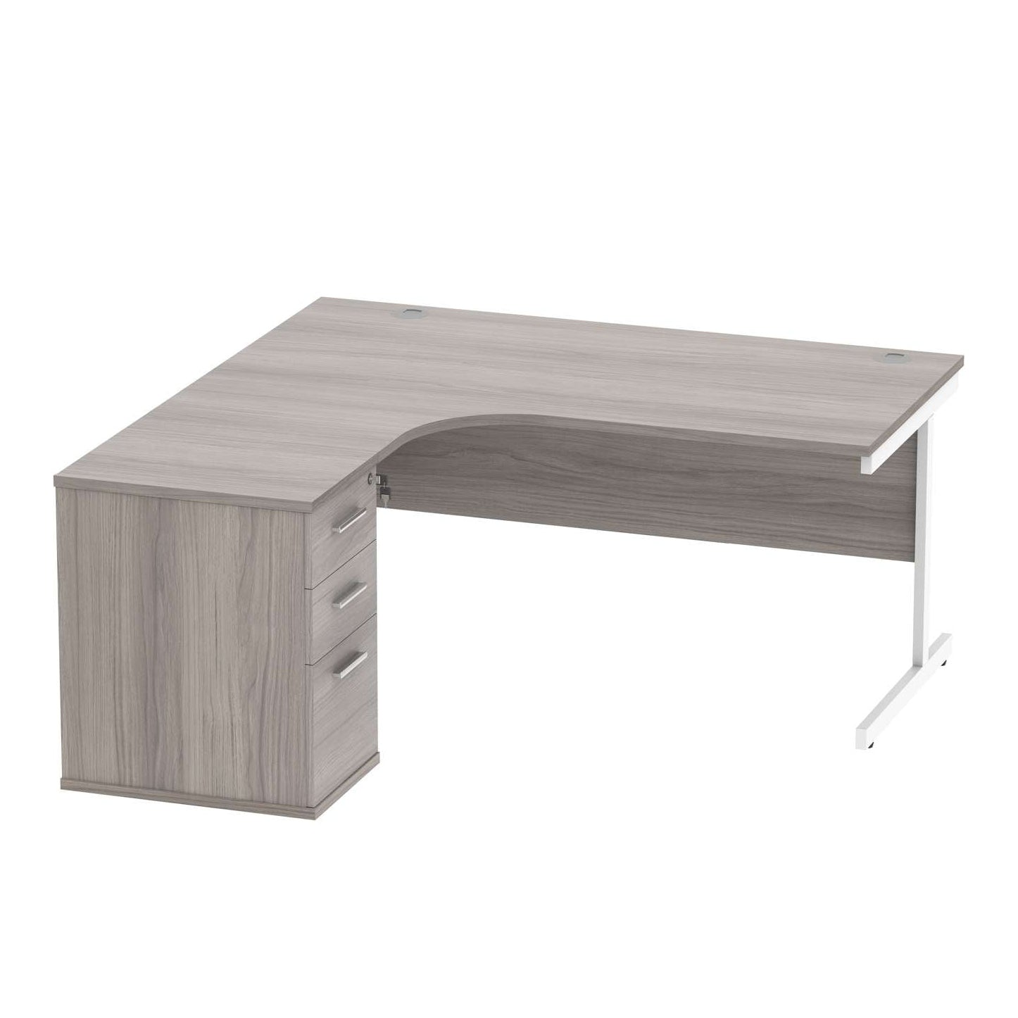 Single Upright Left Hand Radial Desk + Desk High Pedestal (FSC)