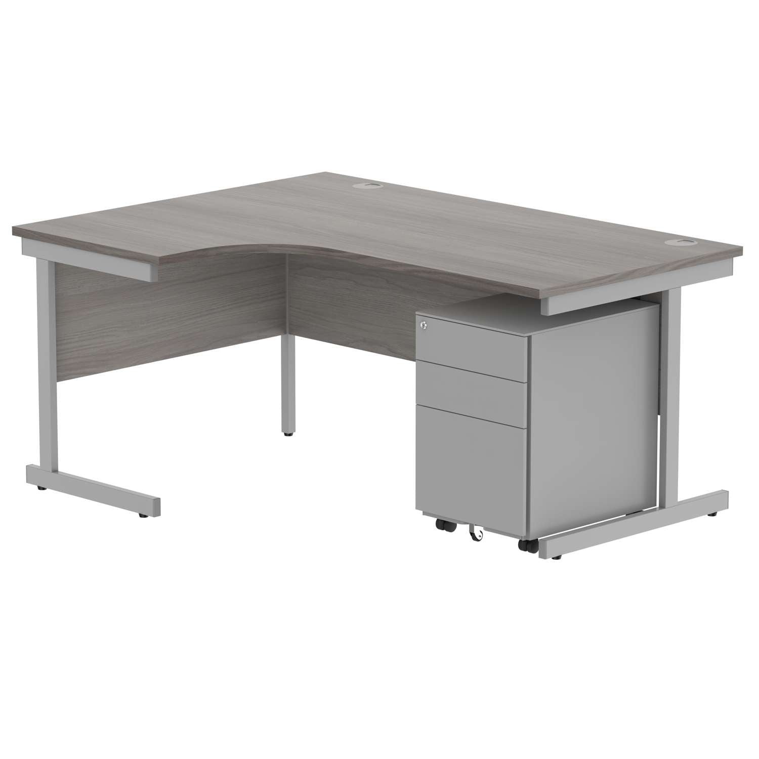 CORE Single Upright Left Hand Radial Desk + Under Desk Steel Pedestal 3 Drawers (FSC)