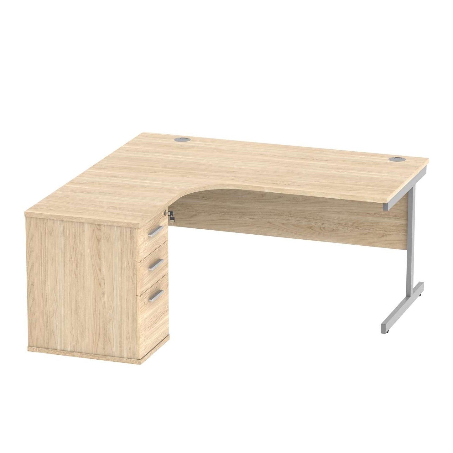 Single Upright Left Hand Radial Desk + Desk High Pedestal (FSC)