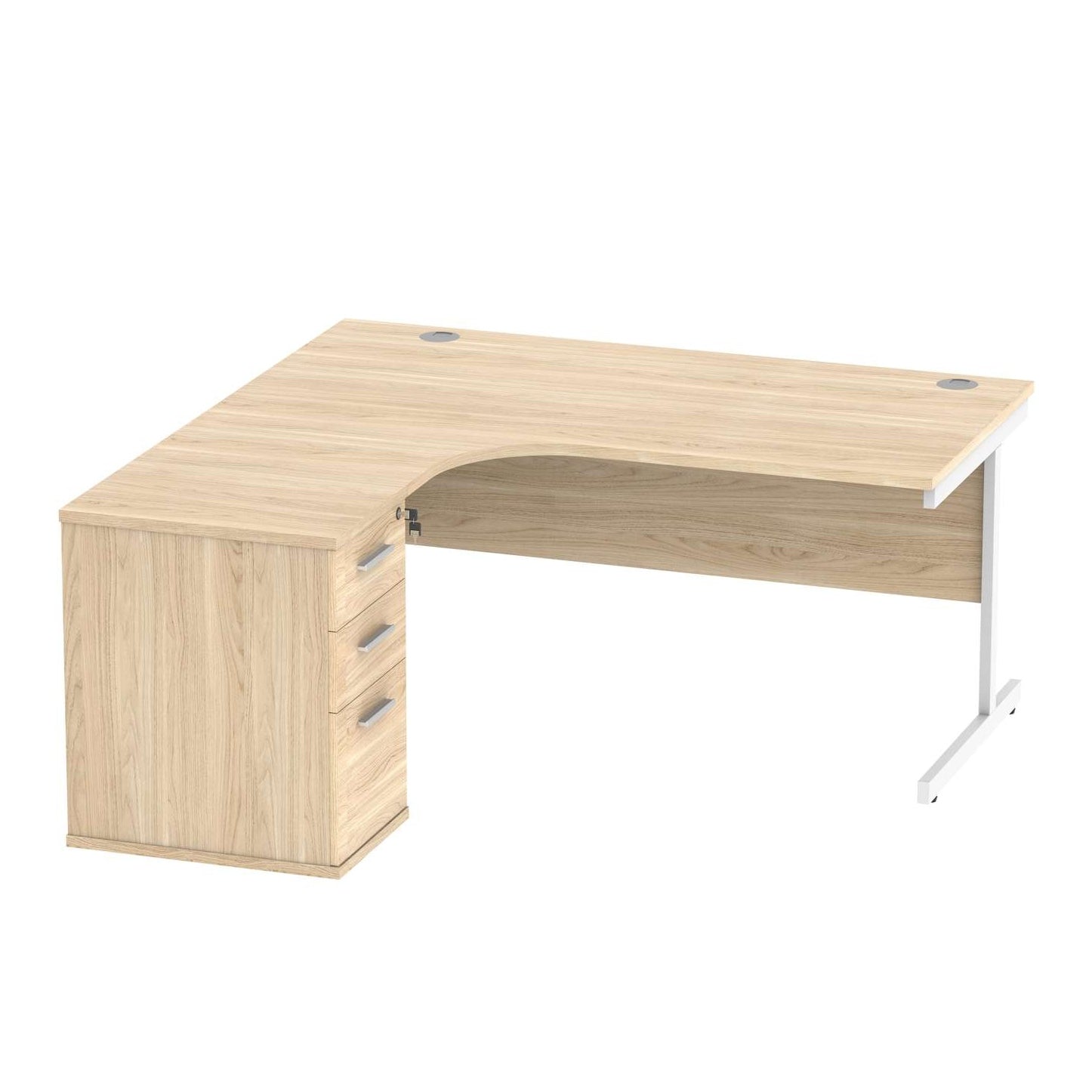 Single Upright Left Hand Radial Desk + Desk High Pedestal (FSC)