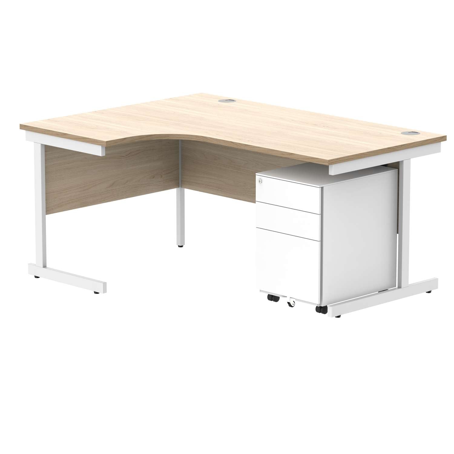 CORE Single Upright Left Hand Radial Desk + Under Desk Steel Pedestal 3 Drawers (FSC)