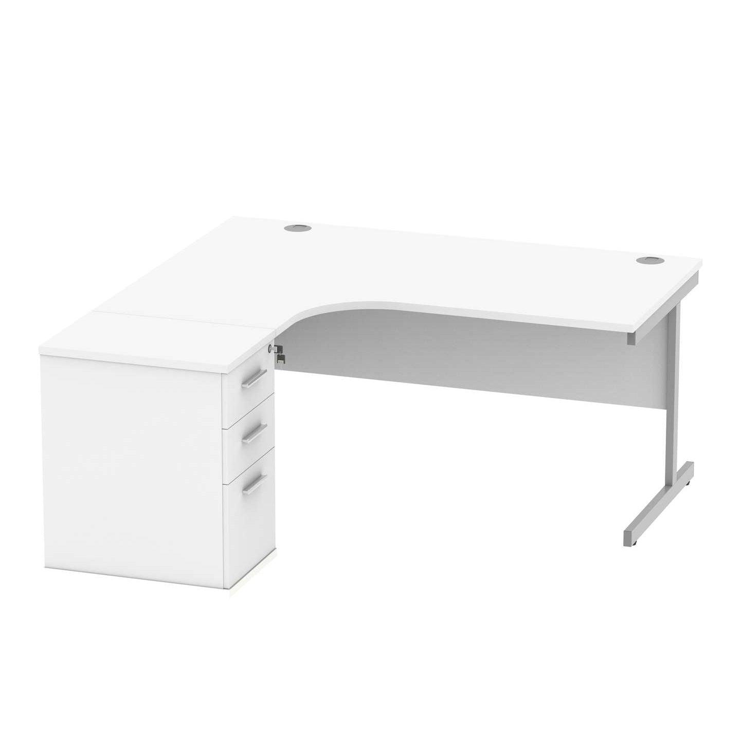 Single Upright Left Hand Radial Desk + Desk High Pedestal (FSC)