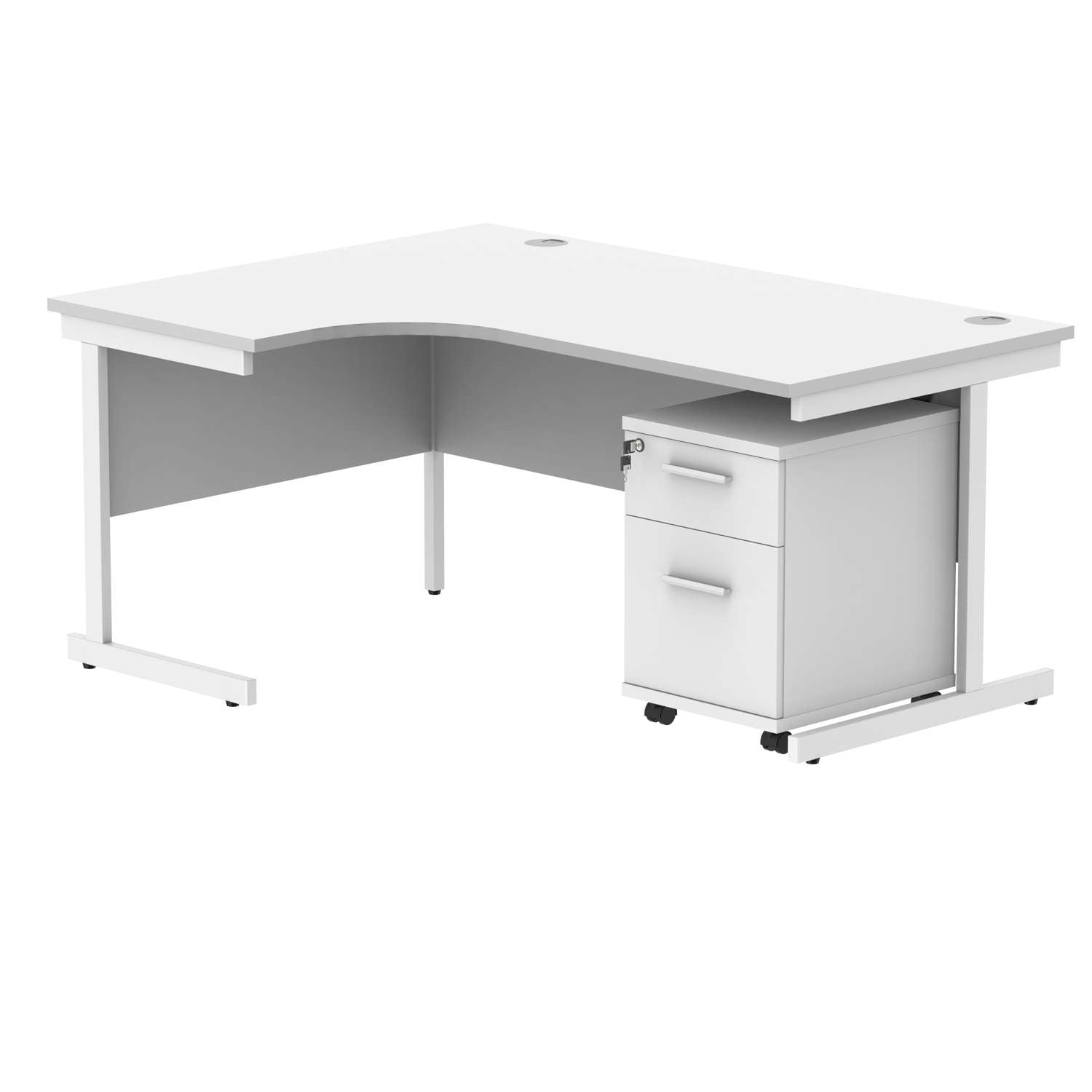 Single Upright Left Hand Radial Desk + 2 Drawer Mobile Under Desk Pedestal (FSC)