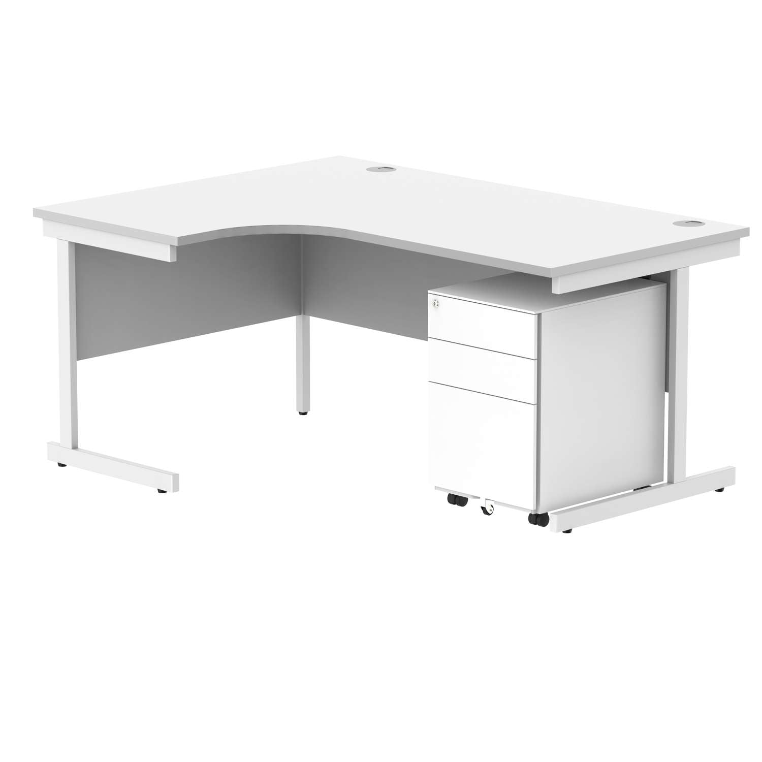 CORE Single Upright Left Hand Radial Desk + Under Desk Steel Pedestal 3 Drawers (FSC)