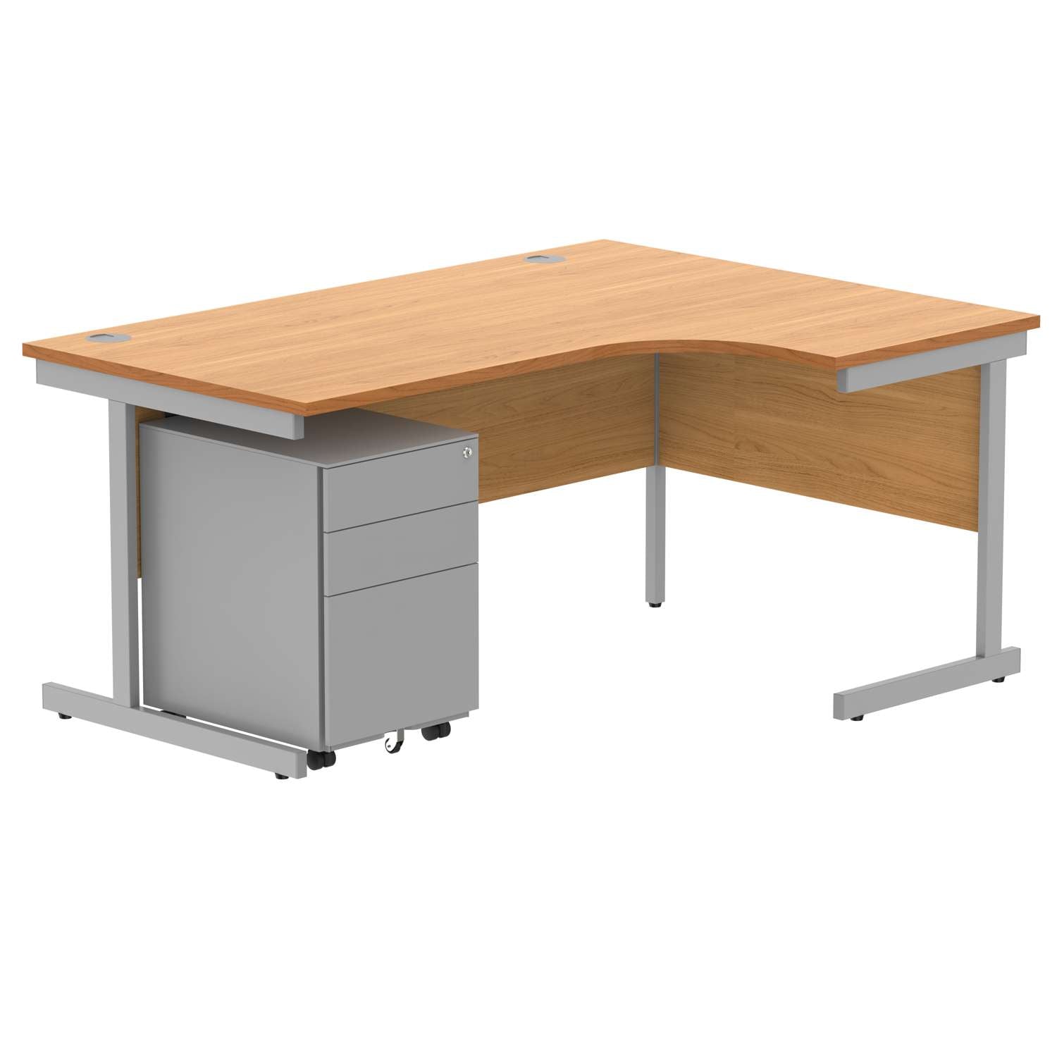 CORE Single Upright Right Hand Radial Desk + Under Desk Steel Pedestal 3 Drawers (FSC)