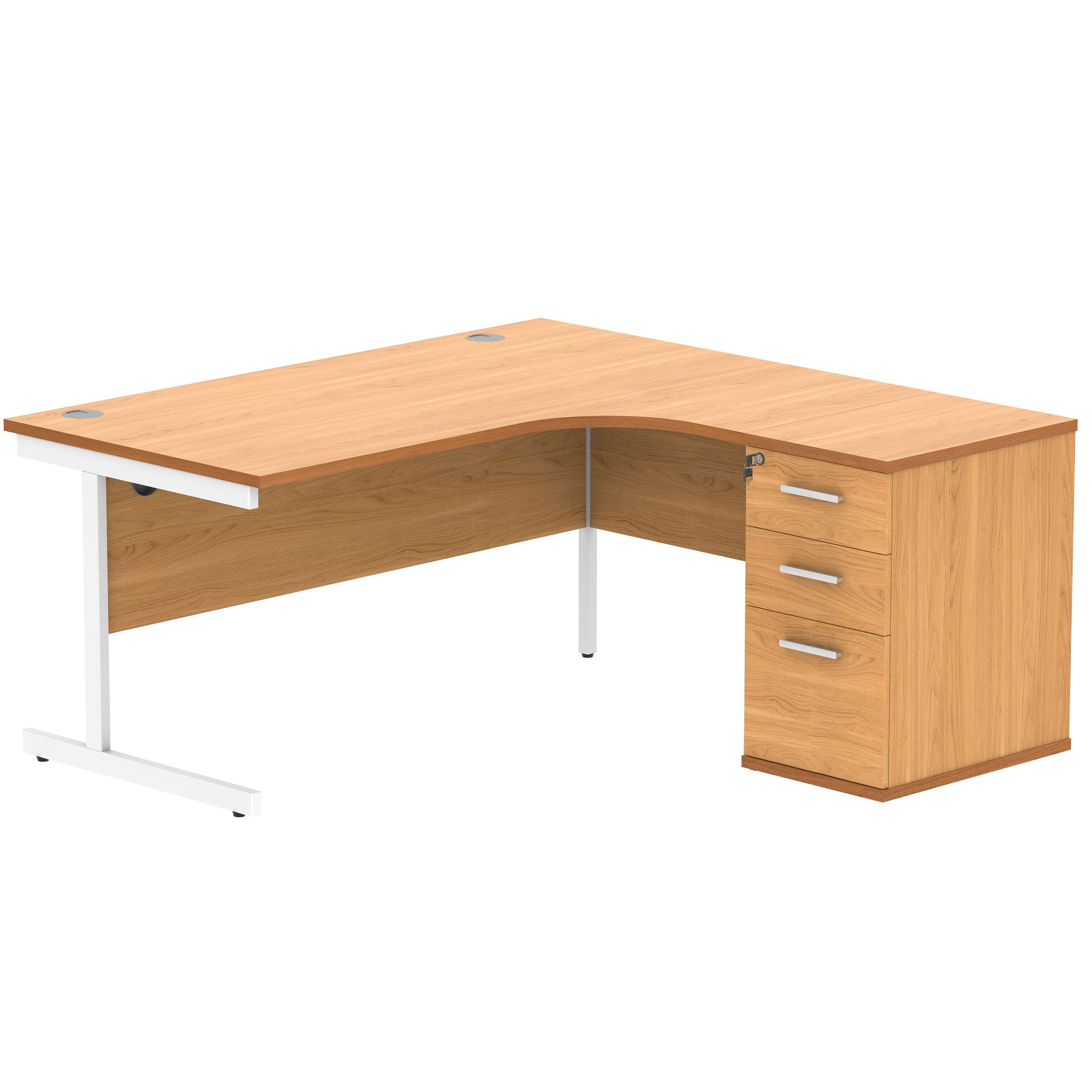 Single Upright Right Hand Radial Desk + Desk High Pedestal (FSC)