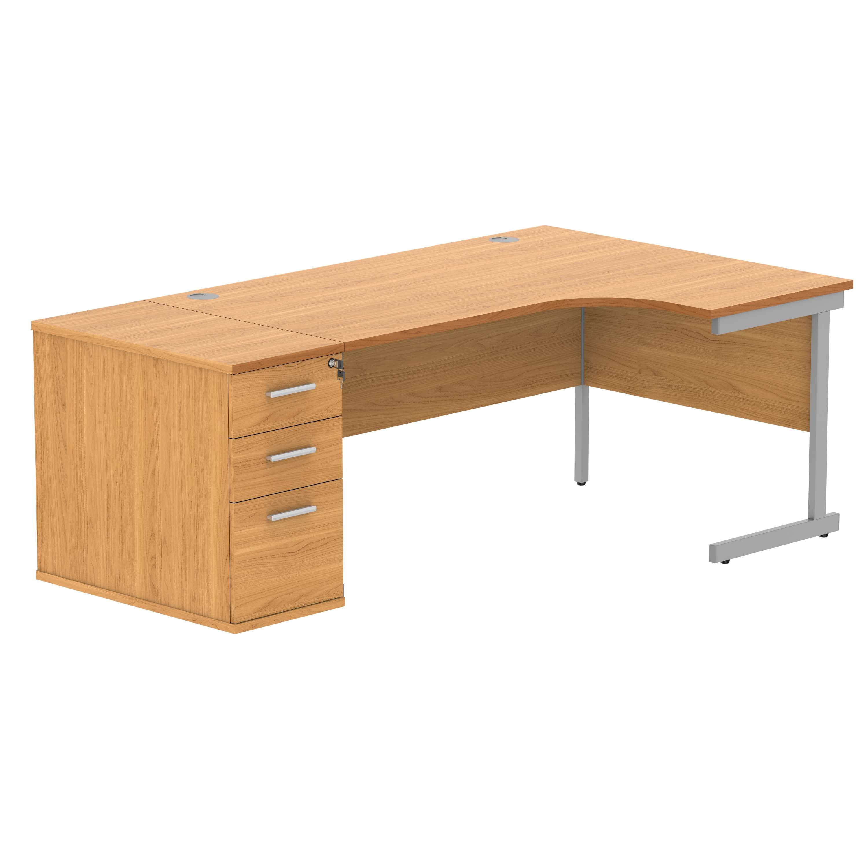 Single Upright Right Hand Radial Desk + Desk High Pedestal (FSC)