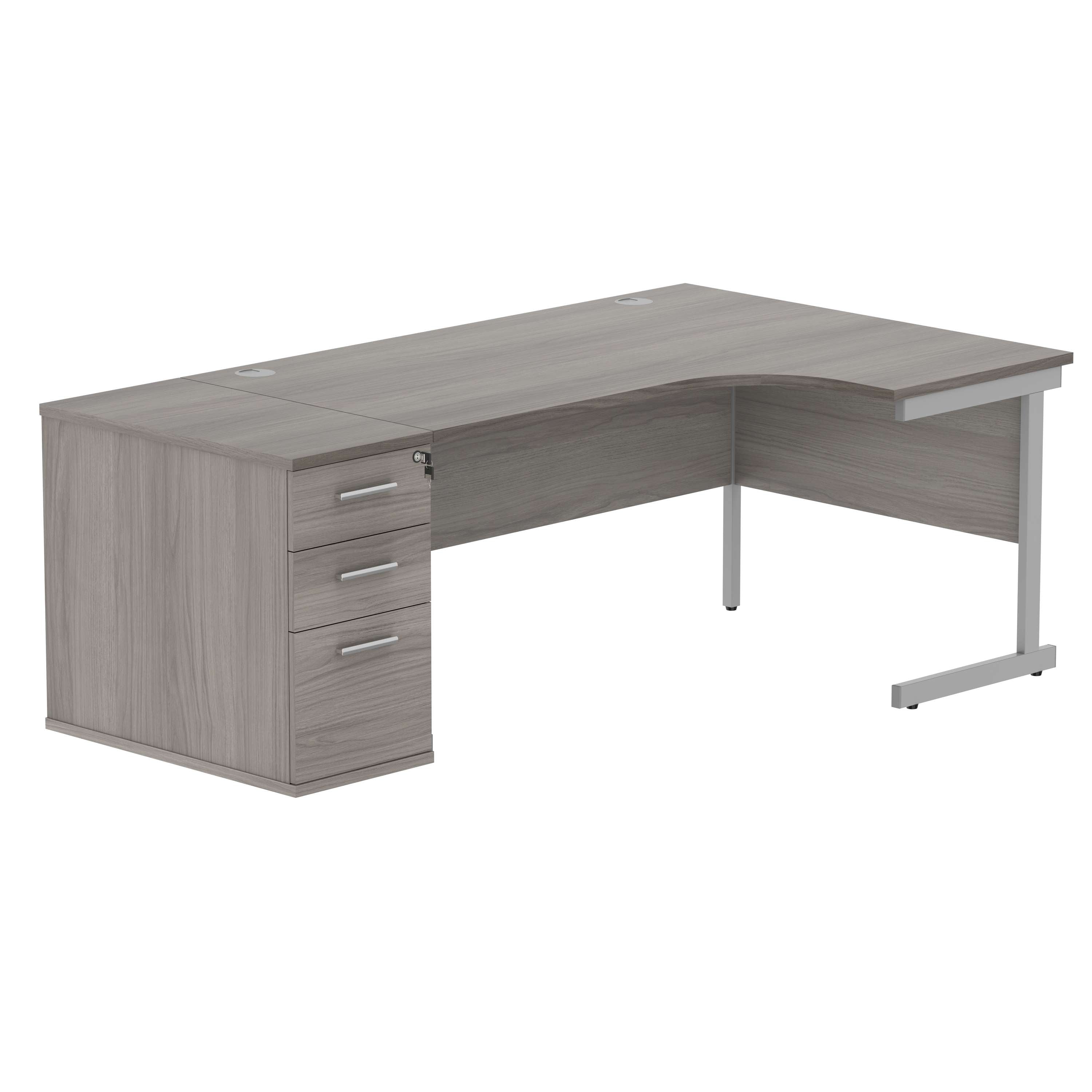 Single Upright Right Hand Radial Desk + Desk High Pedestal (FSC)