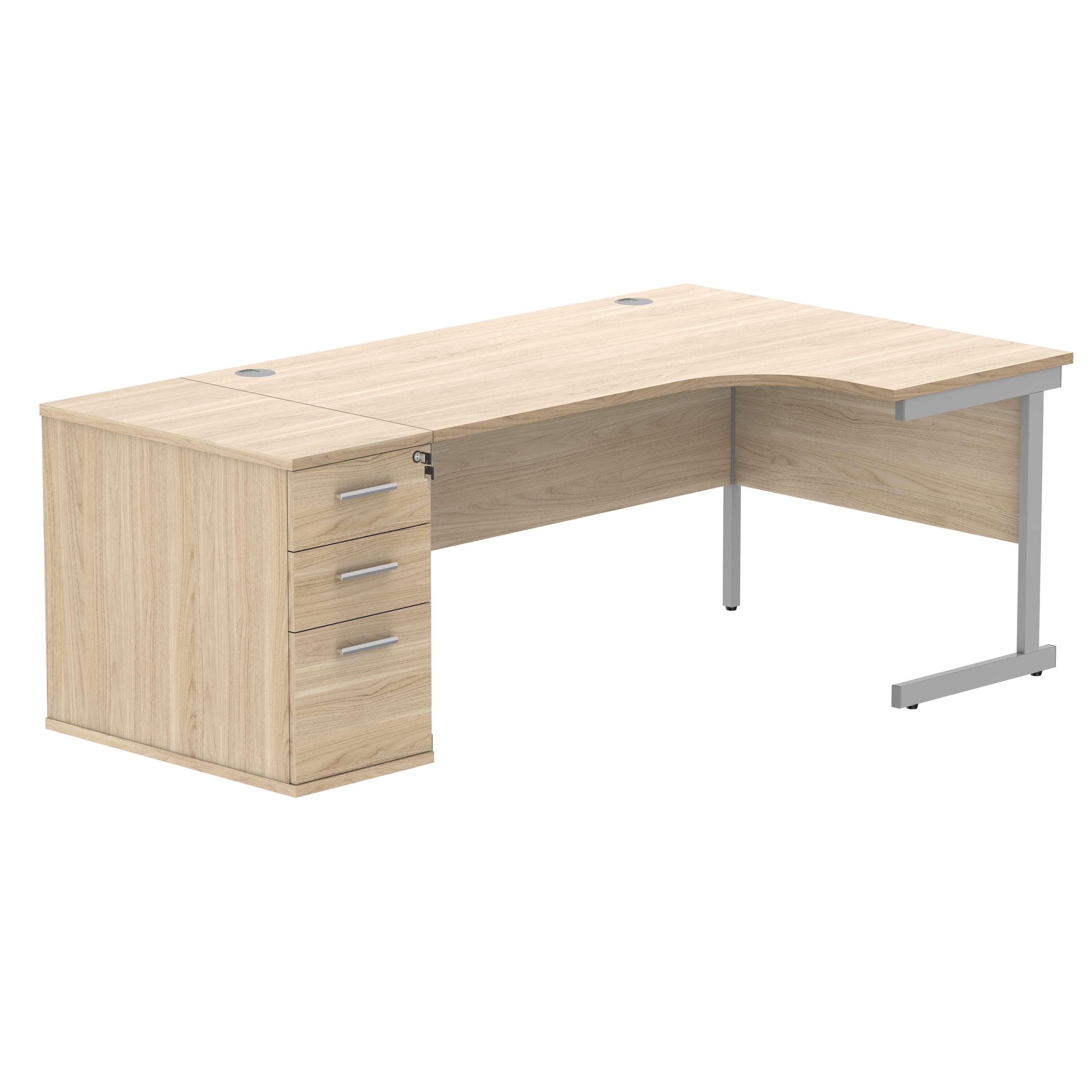 Single Upright Right Hand Radial Desk + Desk High Pedestal (FSC)