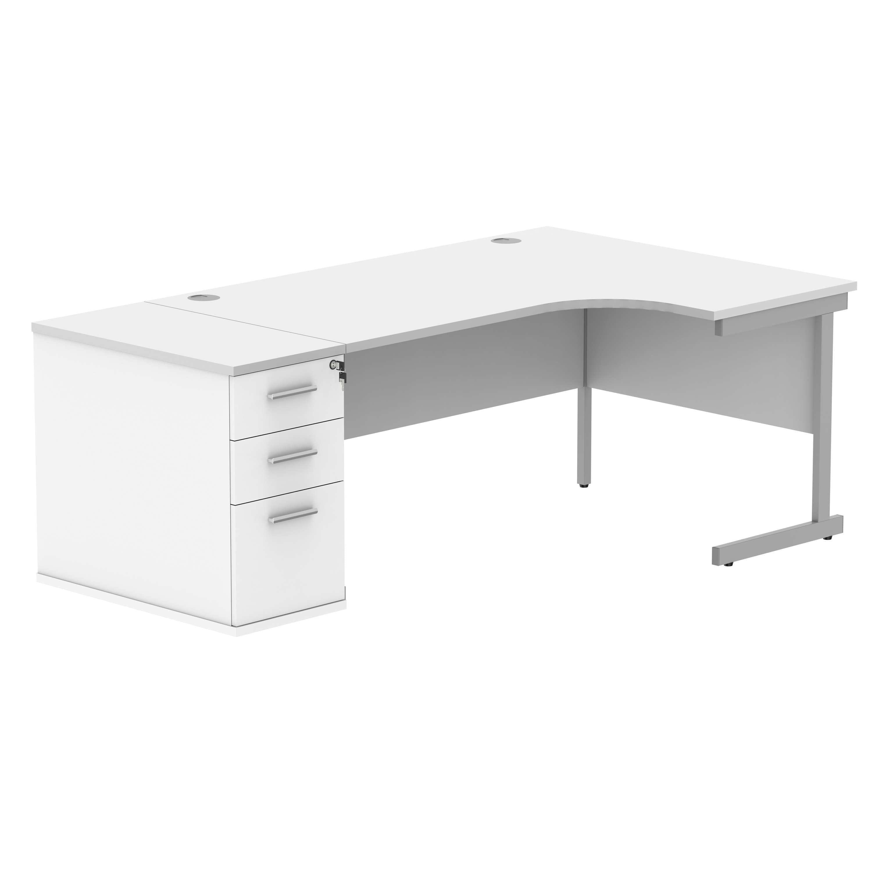 Single Upright Right Hand Radial Desk + Desk High Pedestal (FSC)