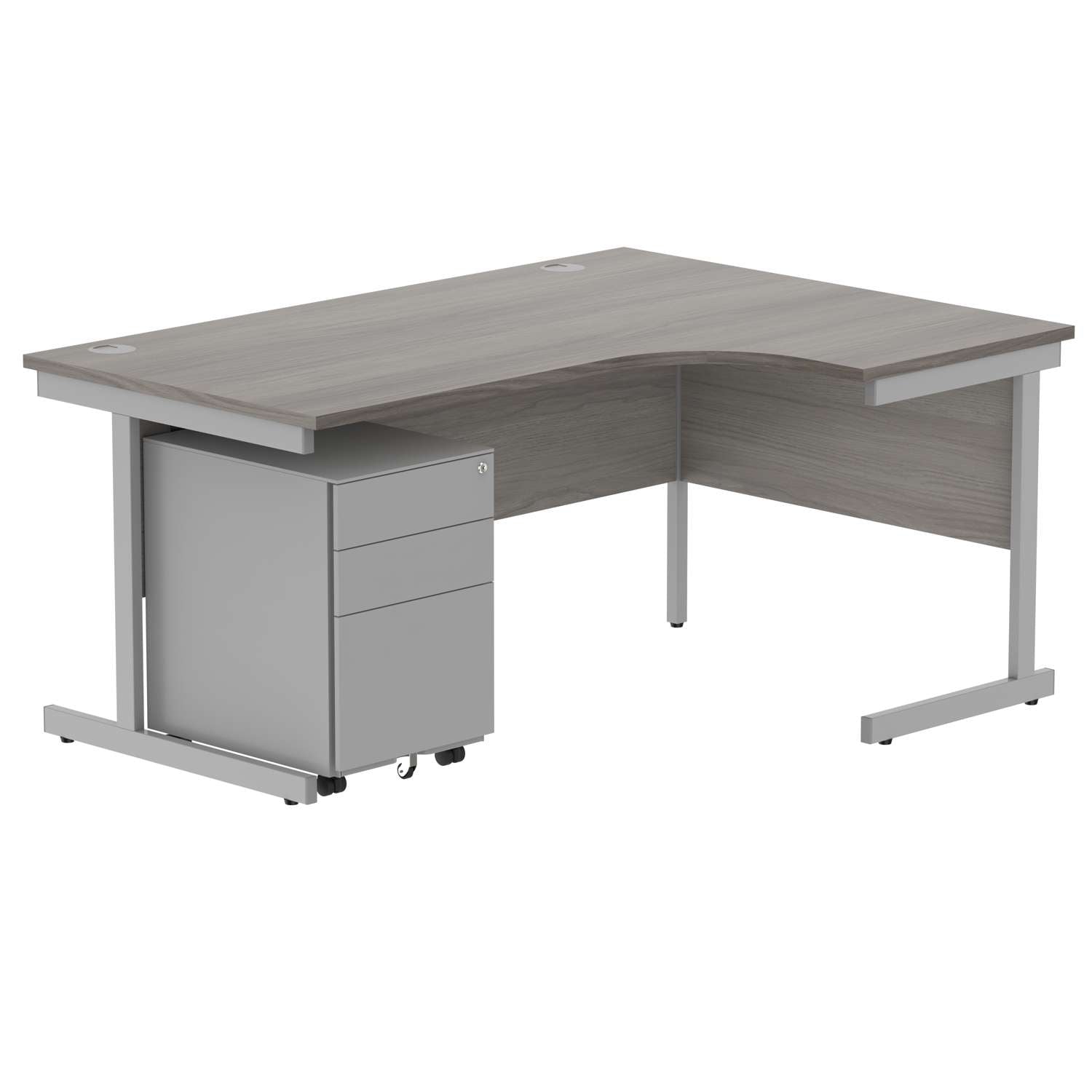 CORE Single Upright Right Hand Radial Desk + Under Desk Steel Pedestal 3 Drawers (FSC)